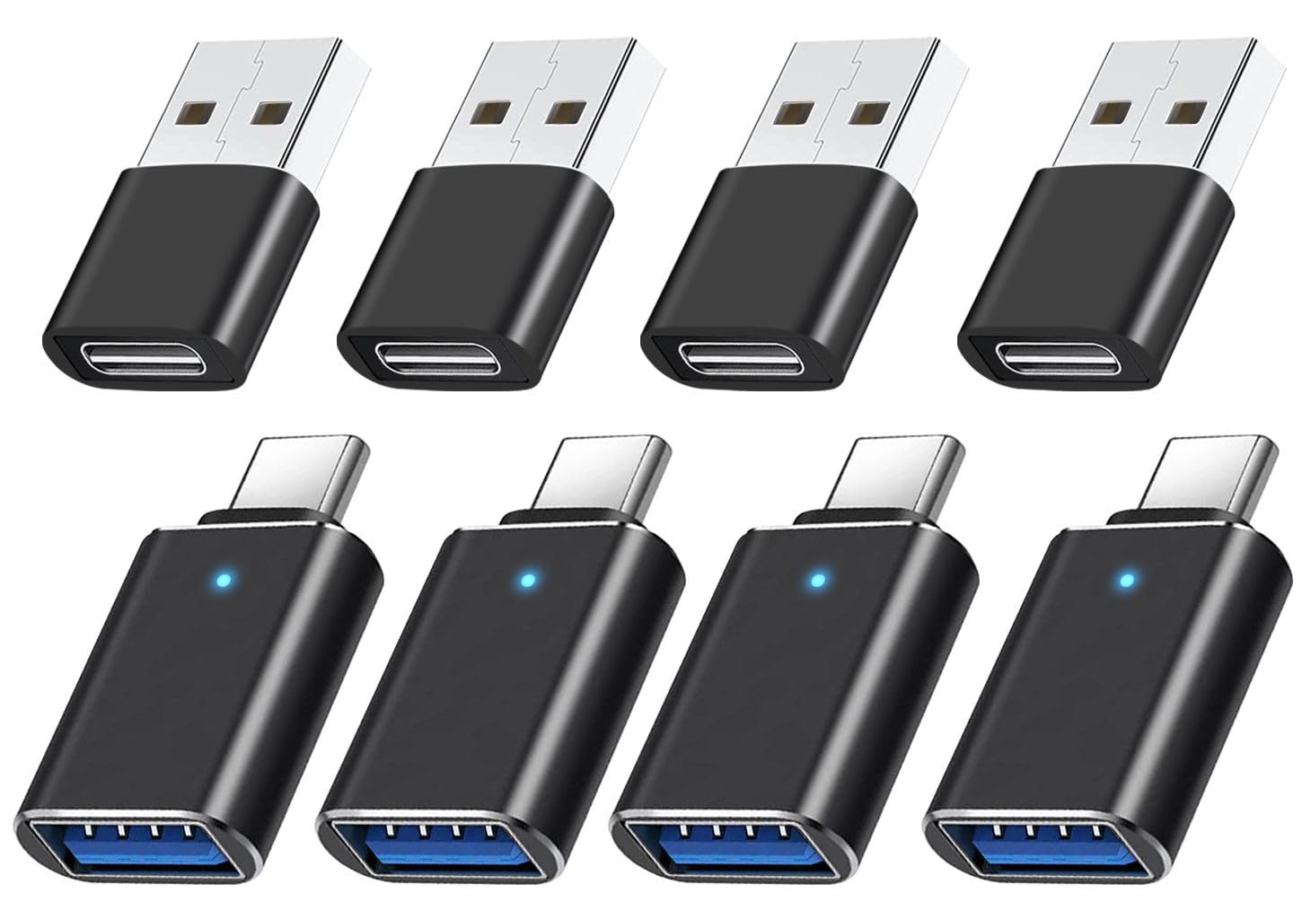 8-Pack USB C to USB 3.0 Adapter - Type C Male to USB Female & USB C Female to USB Male OTG Converter - Compatible with MacBook, Laptop, Desktop, Projector, Charger - Perfect for Data Transfer, Charging & Device Connectivity