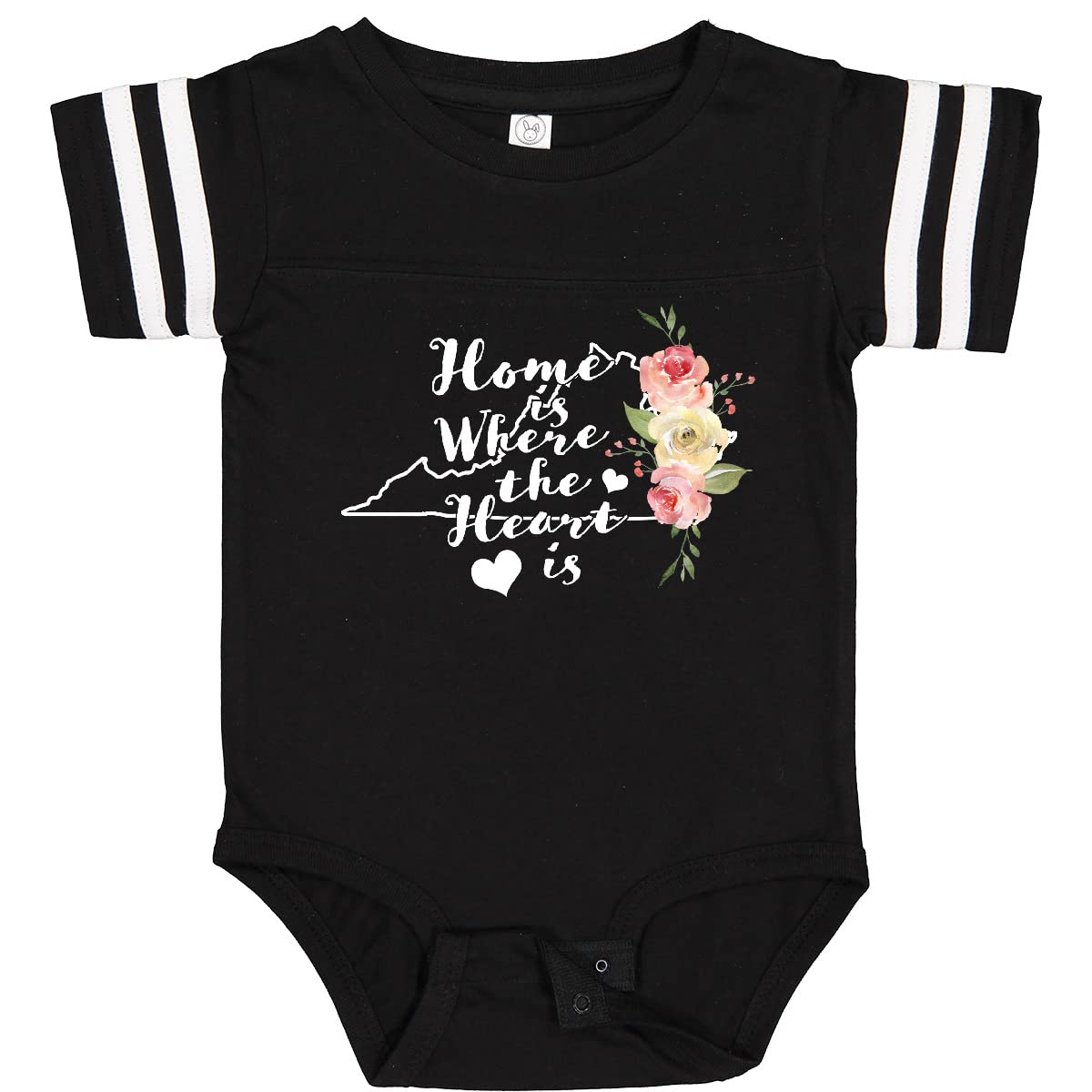Inktastic Virginia Home is Where The Heart is Watercolor Baby Bodysuit - Soft Cotton Infant Onesie for Newborns & Babies - Perfect for Family Photos, Holidays & Everyday Wear