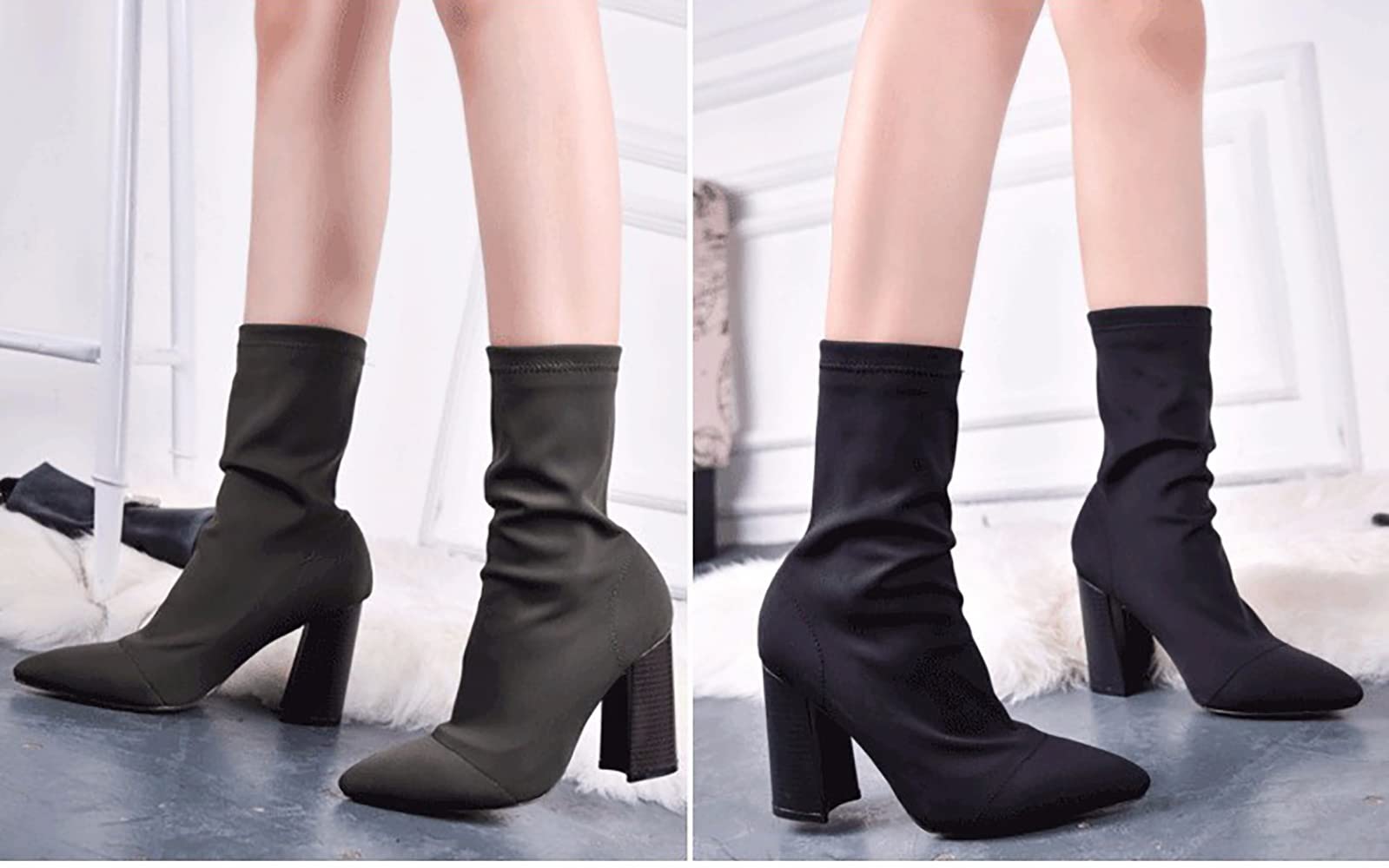 Stylish Women's Pointed Toe Ankle Boots with Elastic High Heels - Sexy Sock Booties for Women | Perfect for Office, Party & Night Out