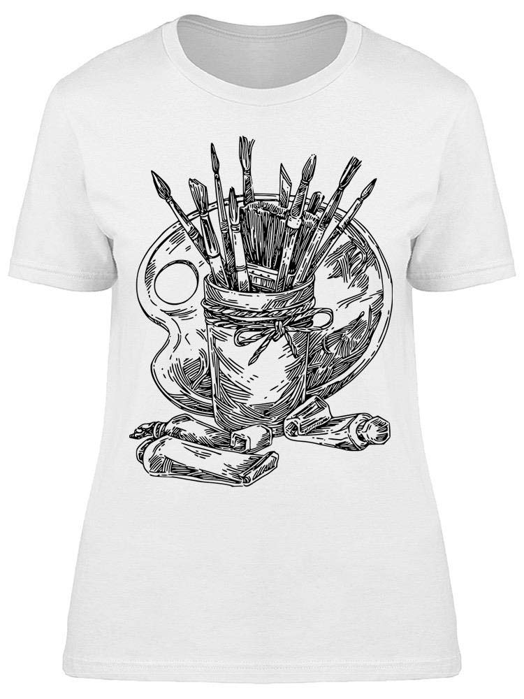 Women's Tee Painting Palette Set - Artistic Graphic T-Shirt for Casual Wear & Creative Outfits