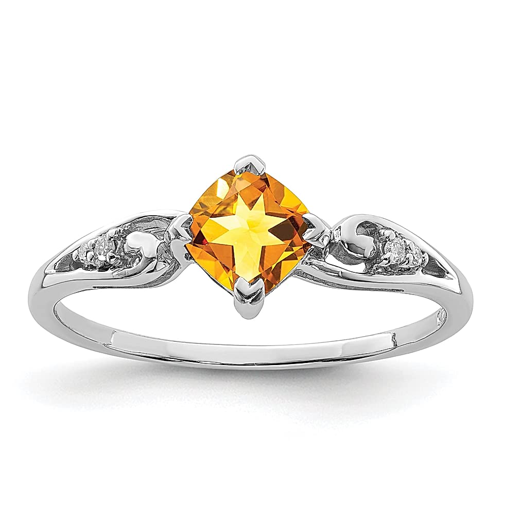 925 Silver Citrine Ring for Women - Elegant Cushion Band Jewelry Gift for Her - Perfect for Birthdays & Anniversaries