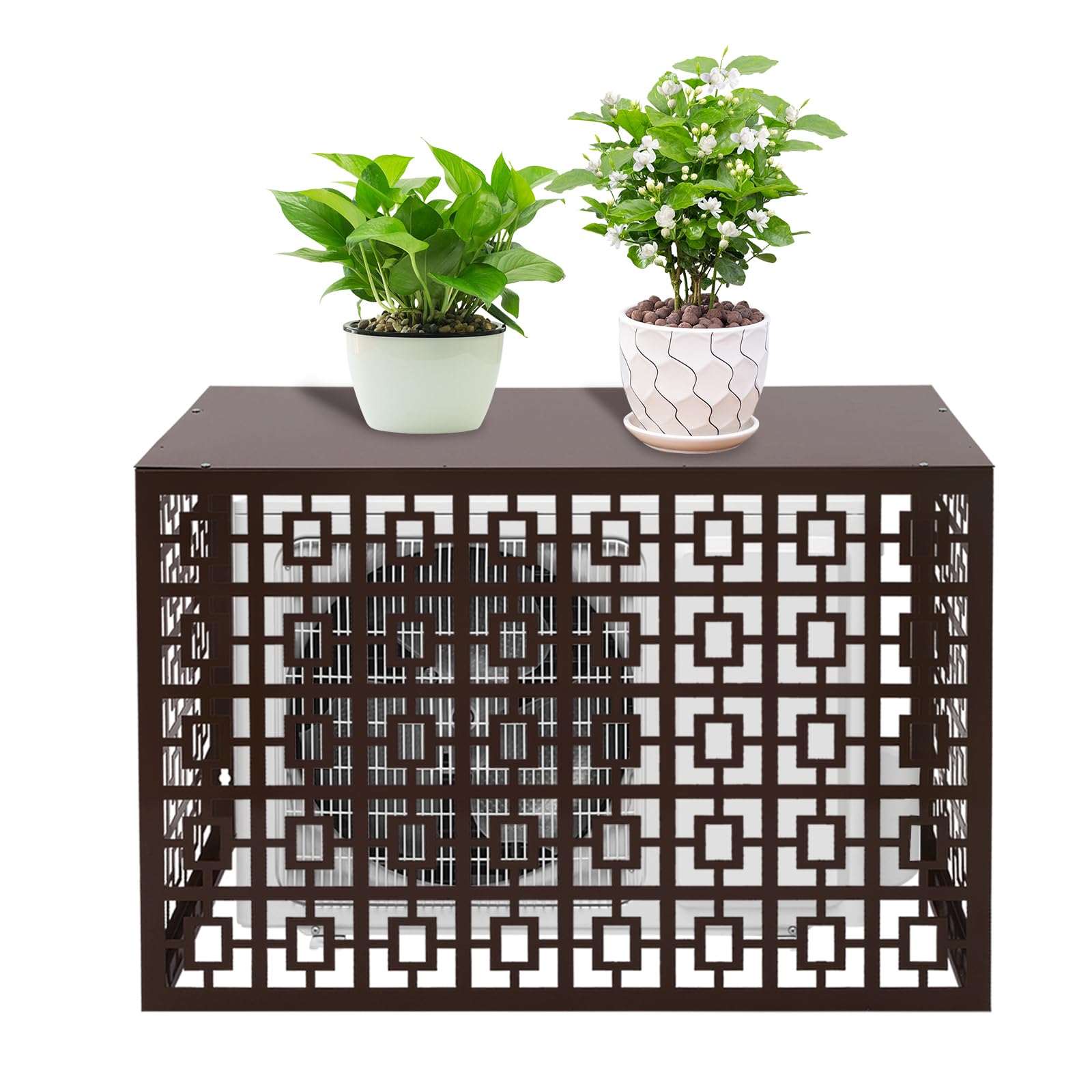 Free Standing Metal Air Conditioner Privacy Fence Screen for Outdoor AC Units - 39.4