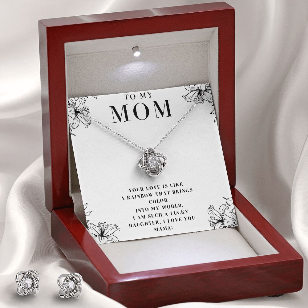 Love Knot Earring & Necklace Set for Mom - Elegant Jewelry Gift for Mother's Day, Wedding, Christmas & Birthday - Perfect for Special Occasions & Everyday Wear