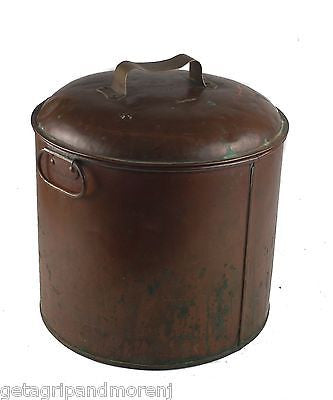 Antique Copper Cooking Pot with Lid by DH&M - Handcrafted Dutch Oven for Soups, Stews & Braising - Perfect for Stovetop & Oven Use
