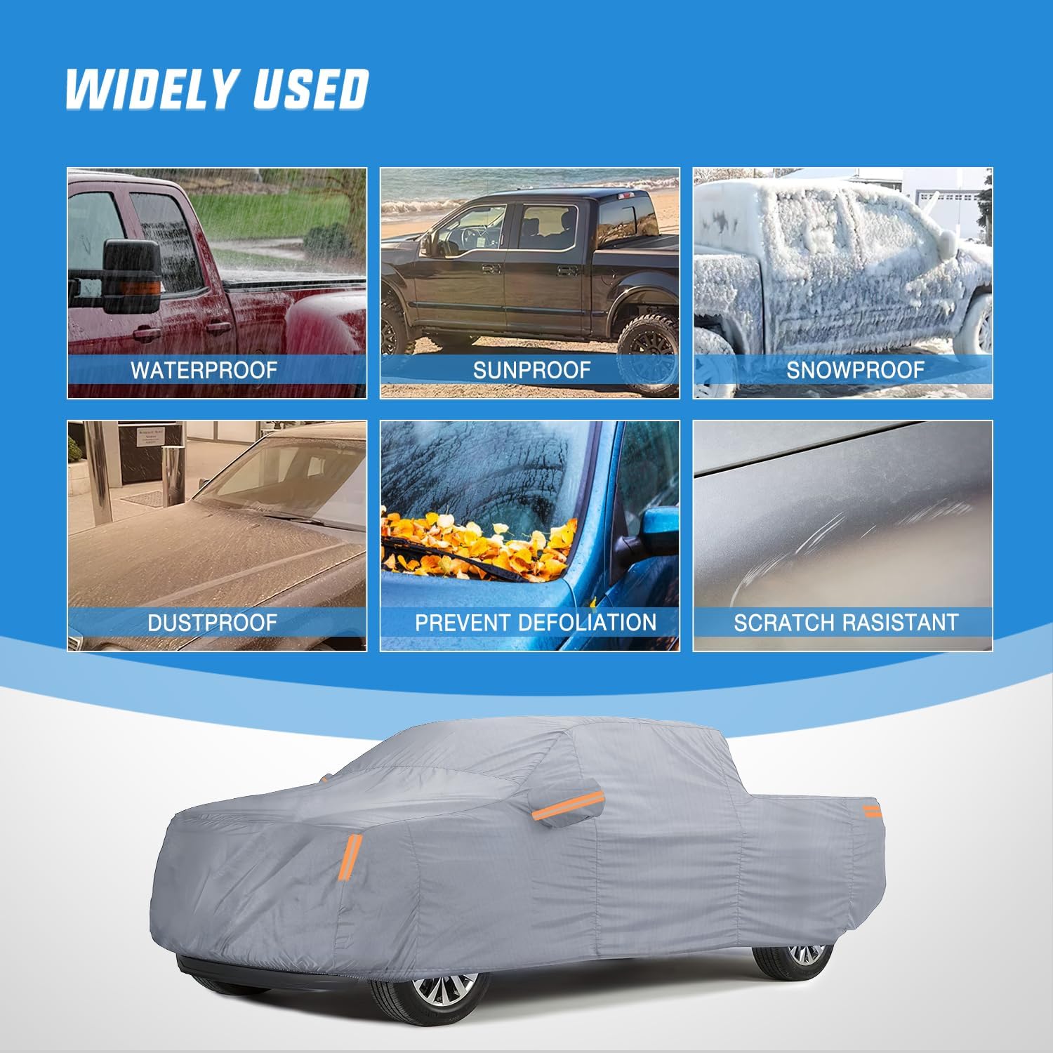 Universal Truck Cover - Fits Up to 228in Cab & 144in Bed | Heavy Duty UV Protection Waterproof Dustproof | Perfect for Outdoor Parking, Winter Storage & Vehicle Protection