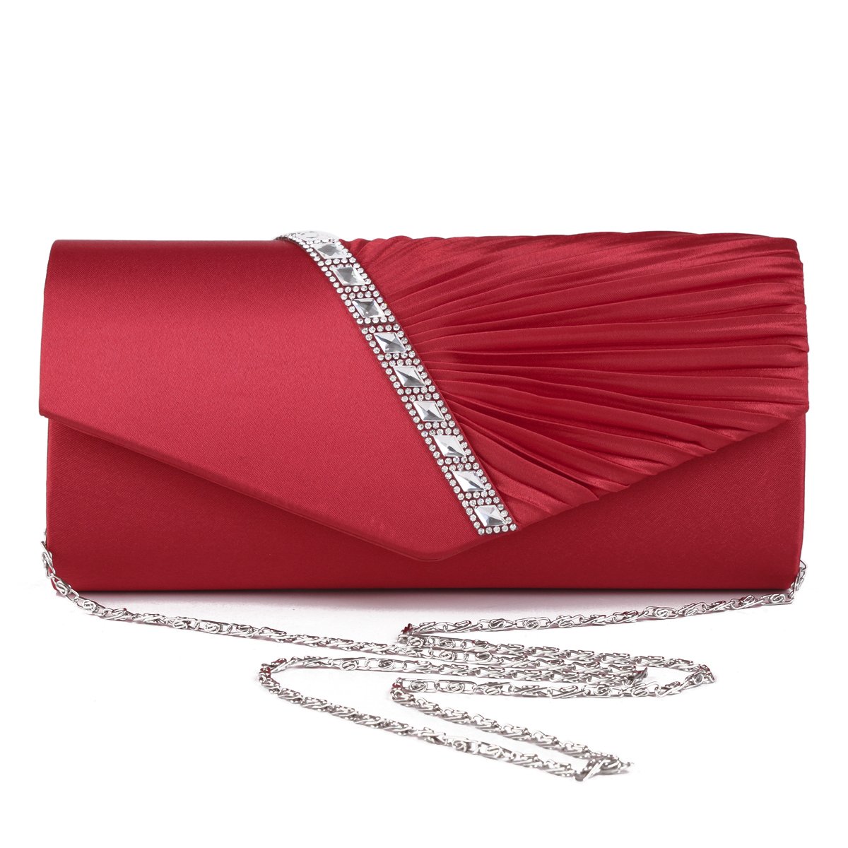 Elegant Rhinestone Women's Evening Clutch Bag - Red Damara Handbag for Parties, Weddings & Special Occasions