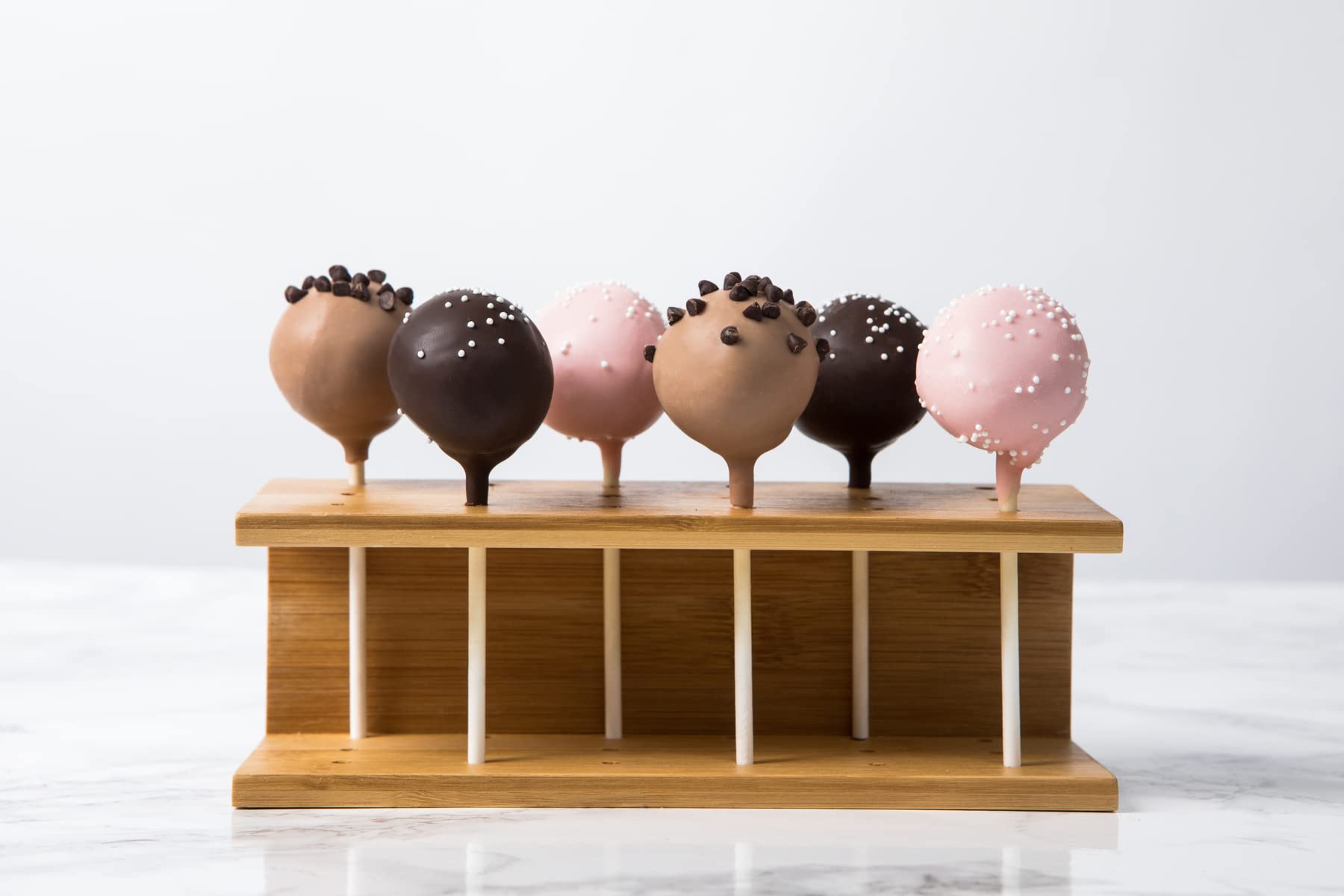 Bamboo Cake Pop Stand 18 Holes - 5 Pack Wooden Cake Pop Holder for Parties, Weddings & Dessert Displays (7.9 x 2.75 Inches) - Eco-Friendly Baking Supplies for DIY Treats & Candy Buffets