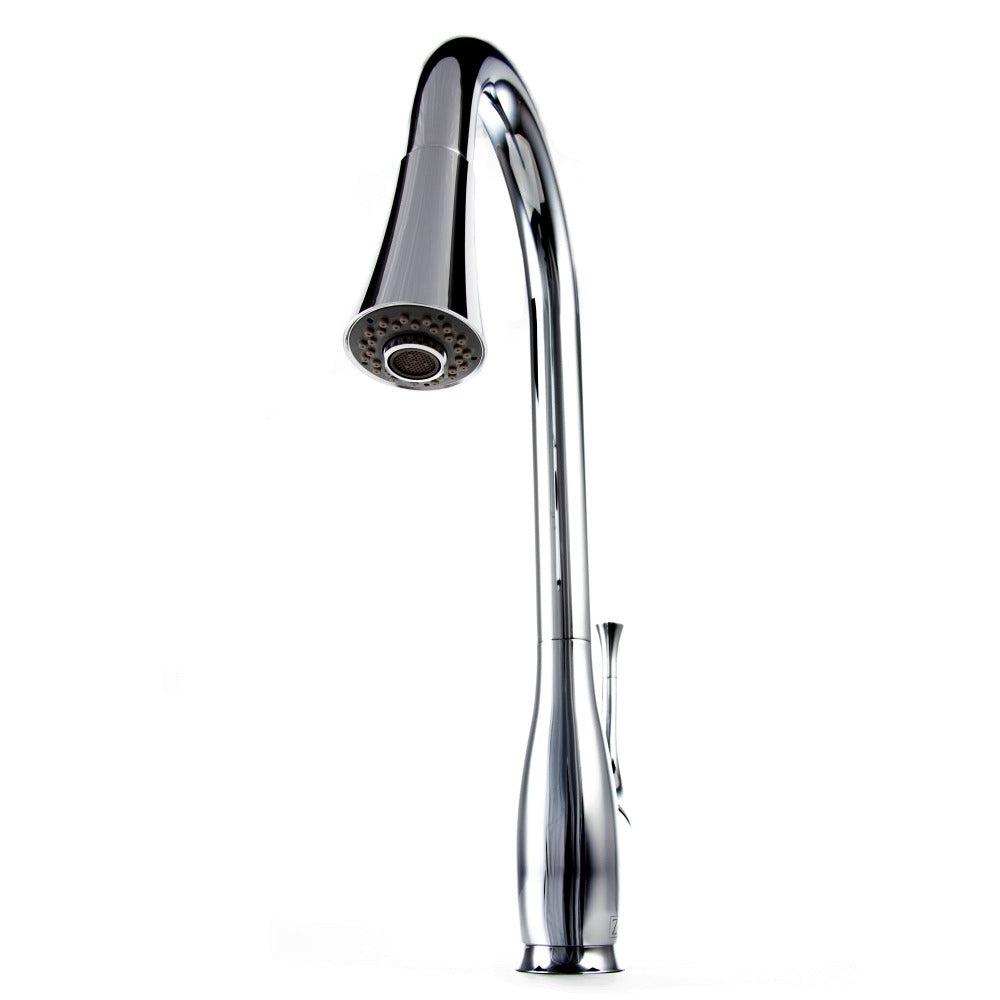 ZLINE CAS KF CH Chrome Single Handle Pull Down Kitchen Faucet - Modern Design for Easy Cooking & Dishwashing in Home Kitchen