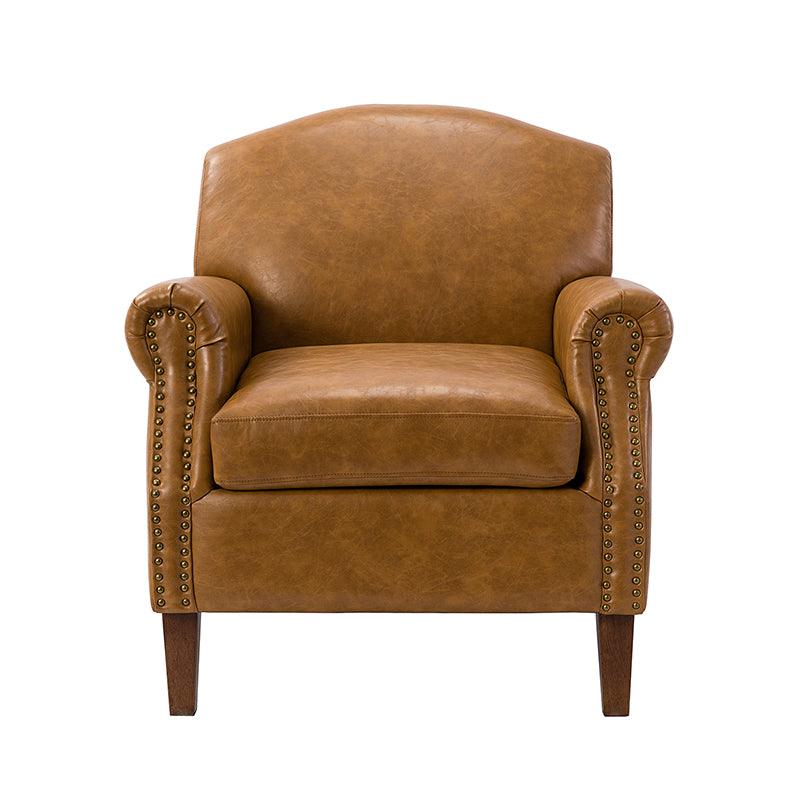 Gianfranco Vegan Leather Armchair with Sturdy Wooden Legs - Modern Vegan Leather Lounge Chair for Living Room, Office & Reading Nook - Eco-Friendly Faux Leather Accent Chair