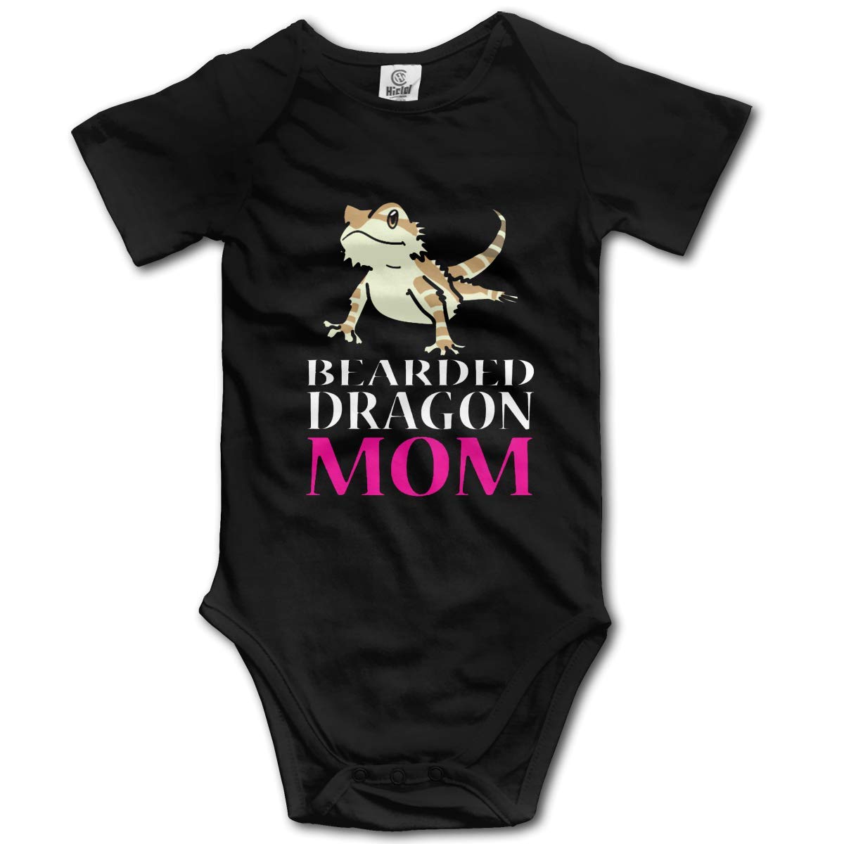 Bearded Dragon Lizard Cute Baby Bodysuit - Summer Short Sleeve Romper for Boys & Girls - Black Unisex Outfit for Reptile Lovers - Perfect for Zoo Visits & Pet-Themed Parties