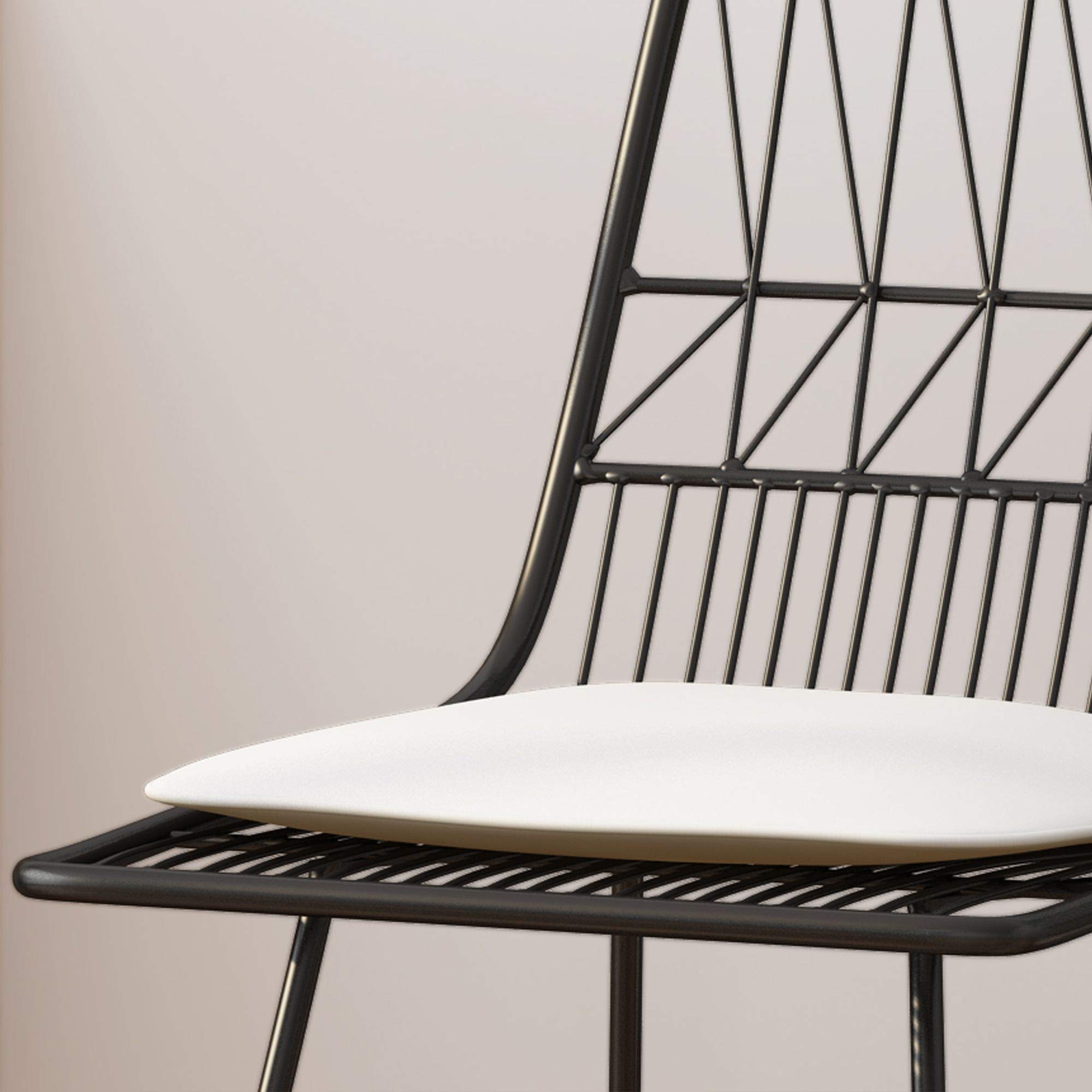 Modern Set of 2 Black & Ivory Geometric Outdoor Bar Stools 42