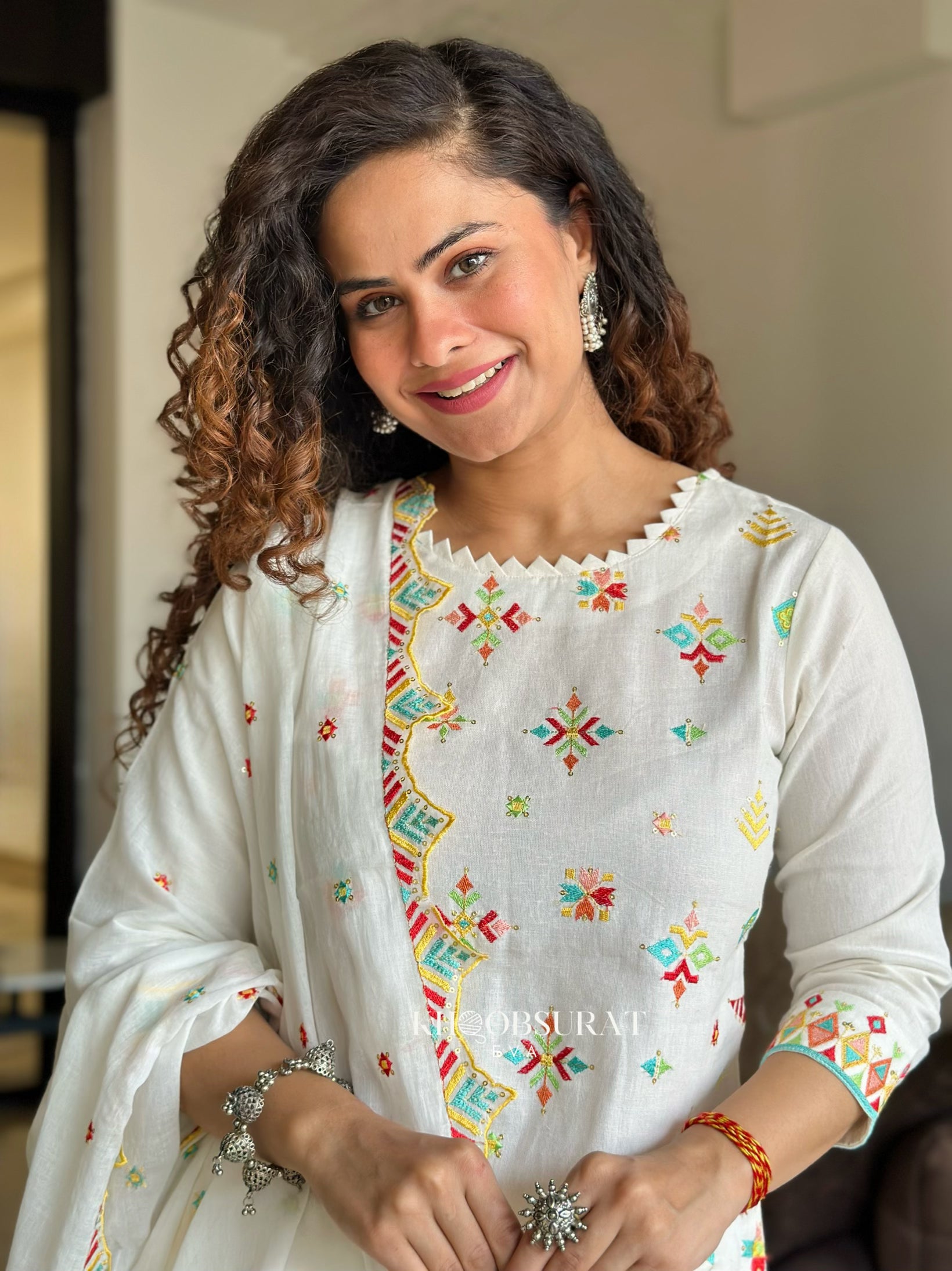 Divine White Cotton Kurta Suit Set for Women | Elegant Indian Ethnic Wear | Perfect for Festivals, Weddings & Special Occasions