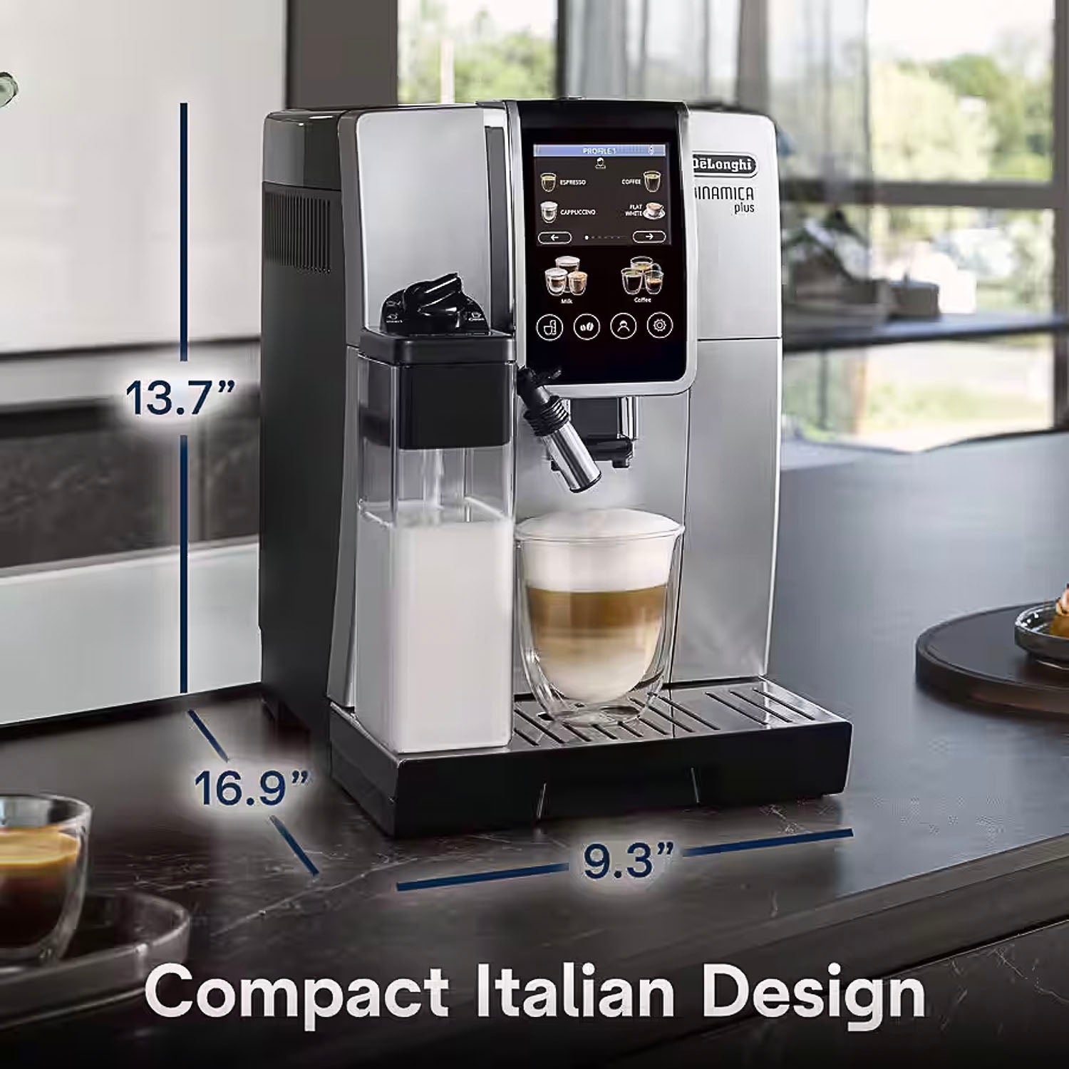 De'Longhi Dinamica Plus ECAM38085SB Silver Automatic Espresso Machine with LatteCrema System - Perfect for Home Baristas & Coffee Lovers (Ideal for Kitchens, Offices & Gifts)