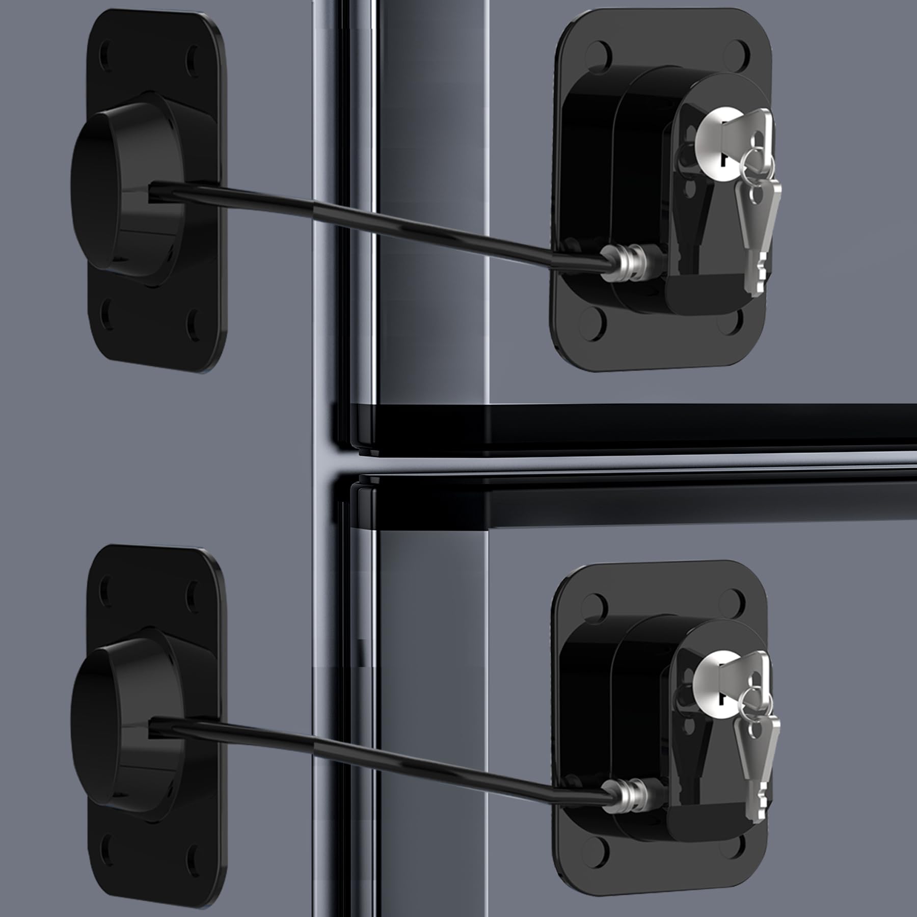 2 Pack Child Proof Refrigerator Lock with Keys - Baby Safety Locks for Fridge, Freezer, Oven, Air Fryer, Cabinets, Drawers, Windows & Doors - Secure Kitchen & Home (Black) - Perfect for Families with Toddlers & Pets