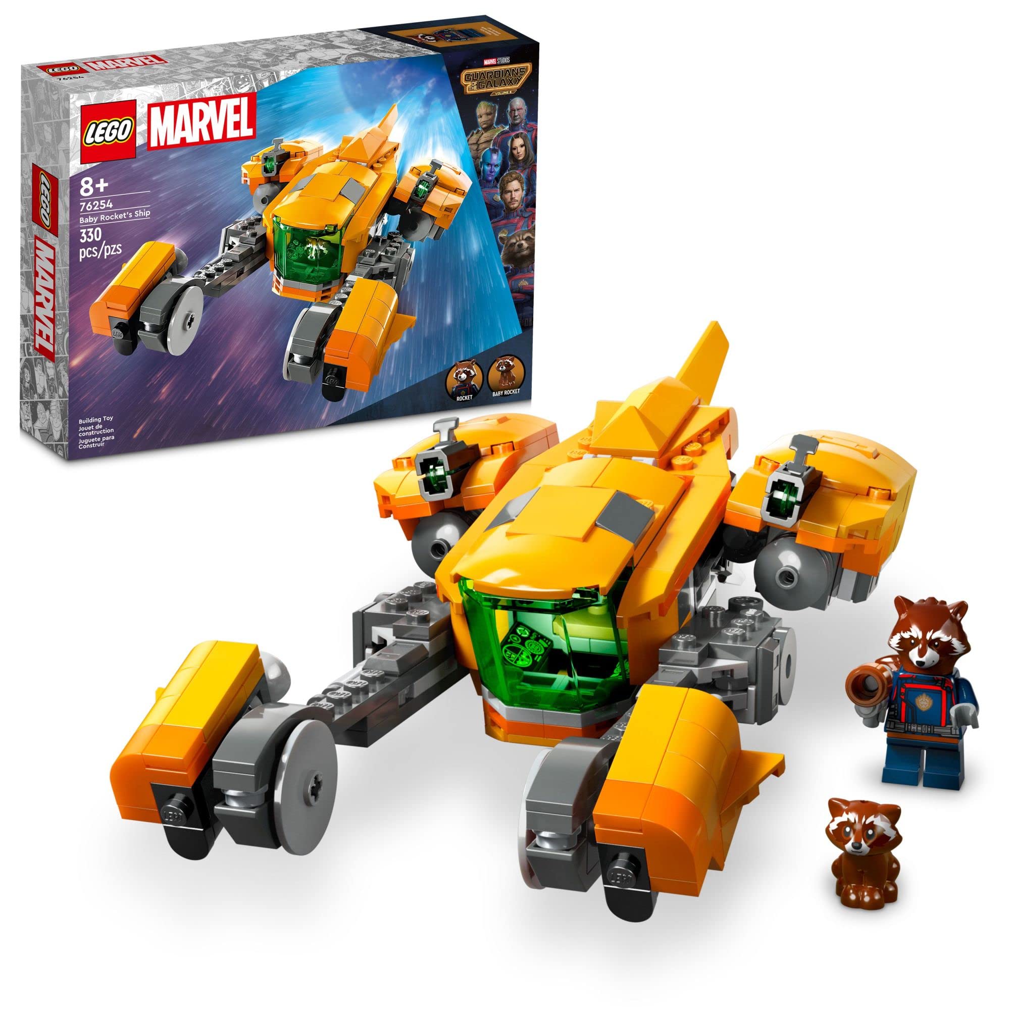 LEGO Marvel Baby Rocket’s Ship 76254 | Guardians of the Galaxy 3 Building Set with Rocket Raccoon Minifigure | Super Hero Spaceship Toy for Kids Ages 8+ | Perfect for Playtime, Collecting & Marvel Fans Gift