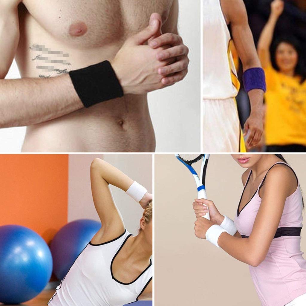Elastic Cotton Sports Wristbands for Men & Women - Sweat Absorbent Wrist Bands for Basketball, Running, Tennis, Football, Soccer, Gym Workout - Set of 12 Navy Blue Athletic Wrist Bands - Perfect for Sports, Fitness Training & Outdoor Activities