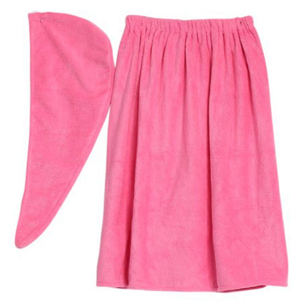 Agatige Soft & Absorbent Spa Bath Towel Wrap Set for Women - Quick Dry Body Wrap with Hair Drying Cap - Perfect for Shower, Beach & Pool (Pink)