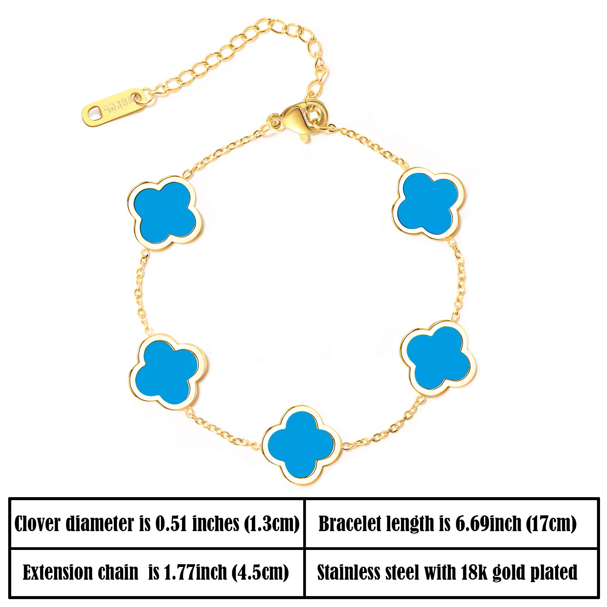 Stylish 18K Gold Plated Four Leaf Clover Adjustable Bracelet for Women - Lucky Charm Jewelry Gift for Mom, Birthday, Anniversary | Perfect for Everyday Wear, Special Occasions & Gift Giving