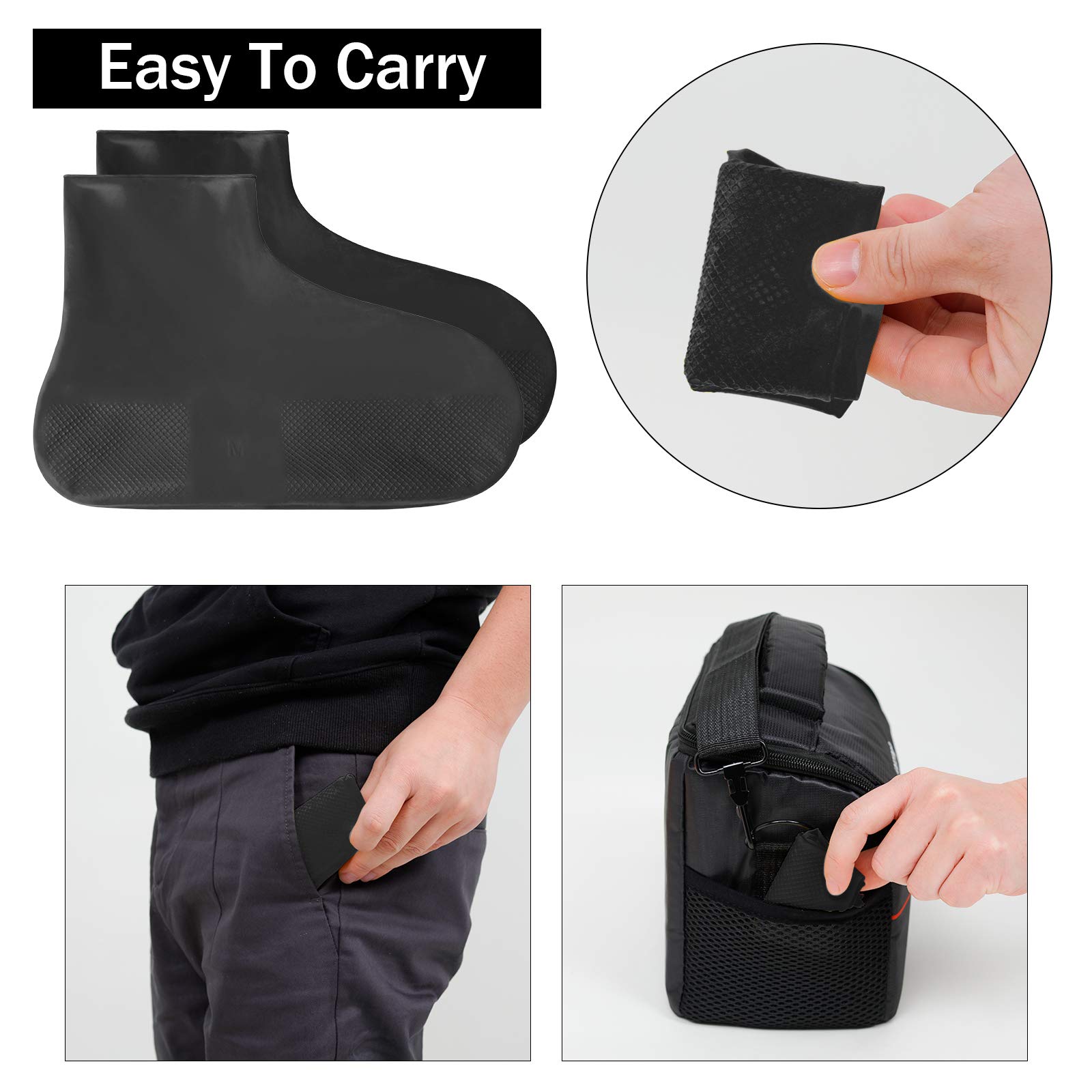 Waterproof Shoe Covers for Men & Women - Reusable Silicone Shoe Protectors, Durable & Non-Slip Rain Boot Covers for Walking in Rain, Snow, Car Washing, Camping & Outdoor Activities