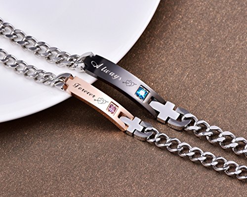 Stylish Stainless Steel Couple Bracelets - Matching Jewelry Set for Him & Her - Perfect Anniversary, Wedding, or Valentine's Day Gift - Ideal for Romantic Dates and Special Occasions