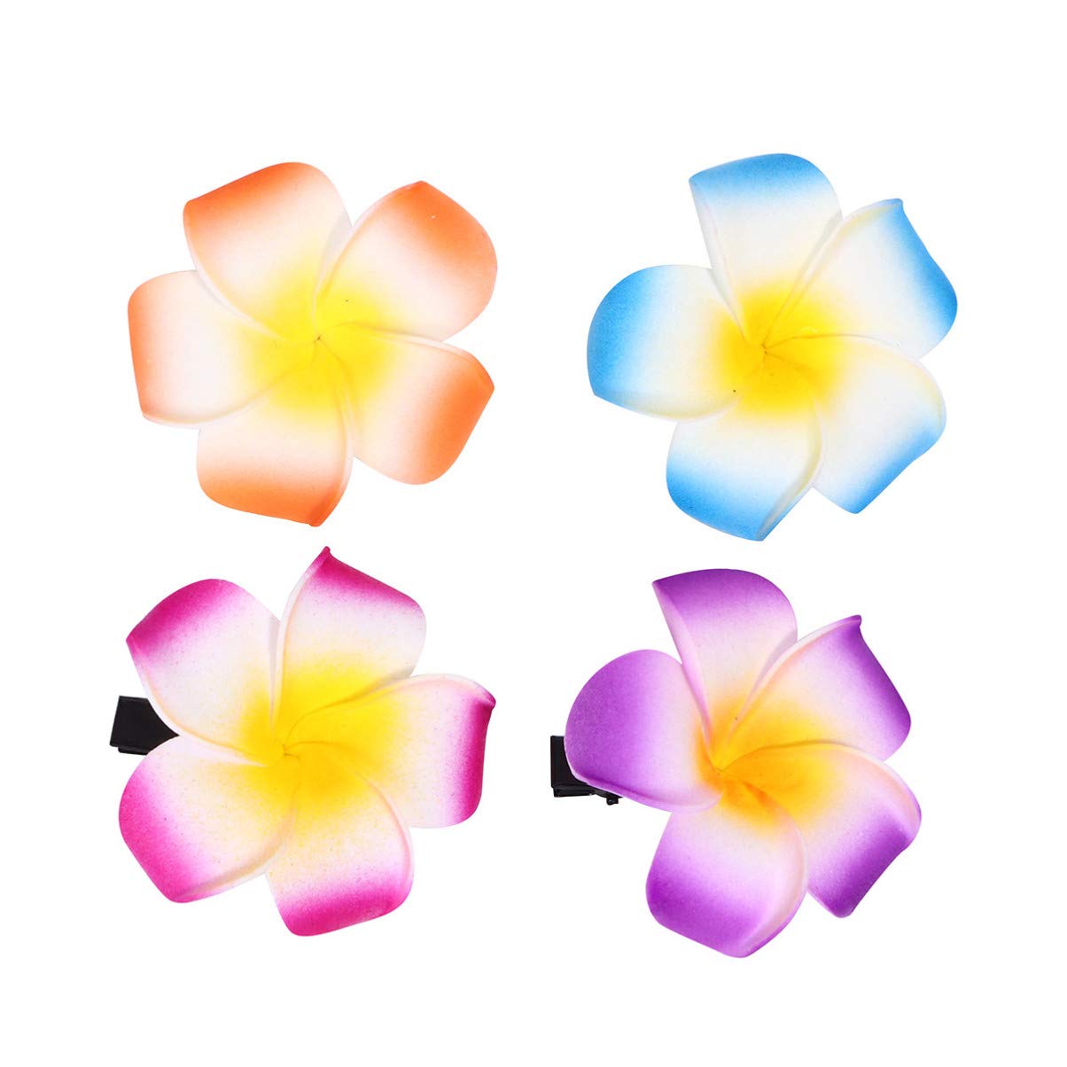 Beaupretty 18Pcs Hawaiian Hair Clips - Plumeria & Hibiscus Flower Bridal Accessories for Wedding & Travel