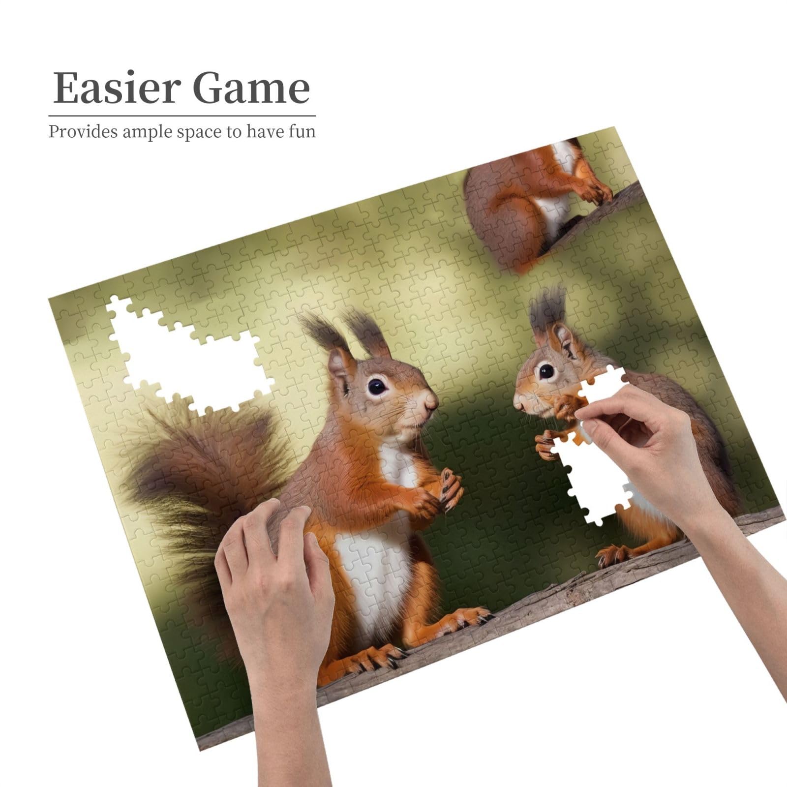 500-Piece Wooden Jigsaw Puzzle - Cute Squirrels Photo Puzzle for Adults, Personalized Picture Puzzle for Family, Wedding, Birthday & Valentine's Day Gifts (20.4