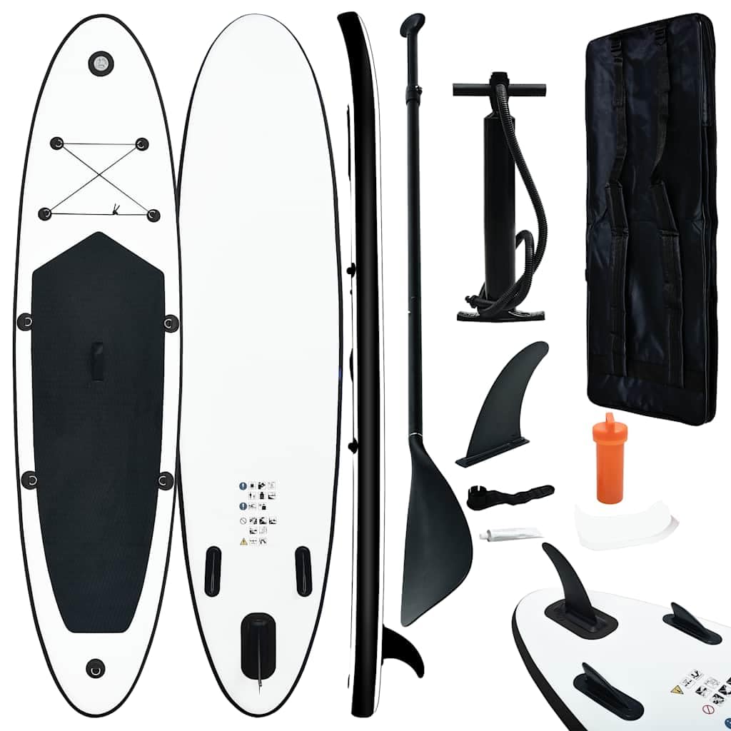 **Inflatable Stand Up Paddle Board Set - Lightweight 13.8g, Black & White - Perfect for Lakes, Rivers & Ocean Paddling**