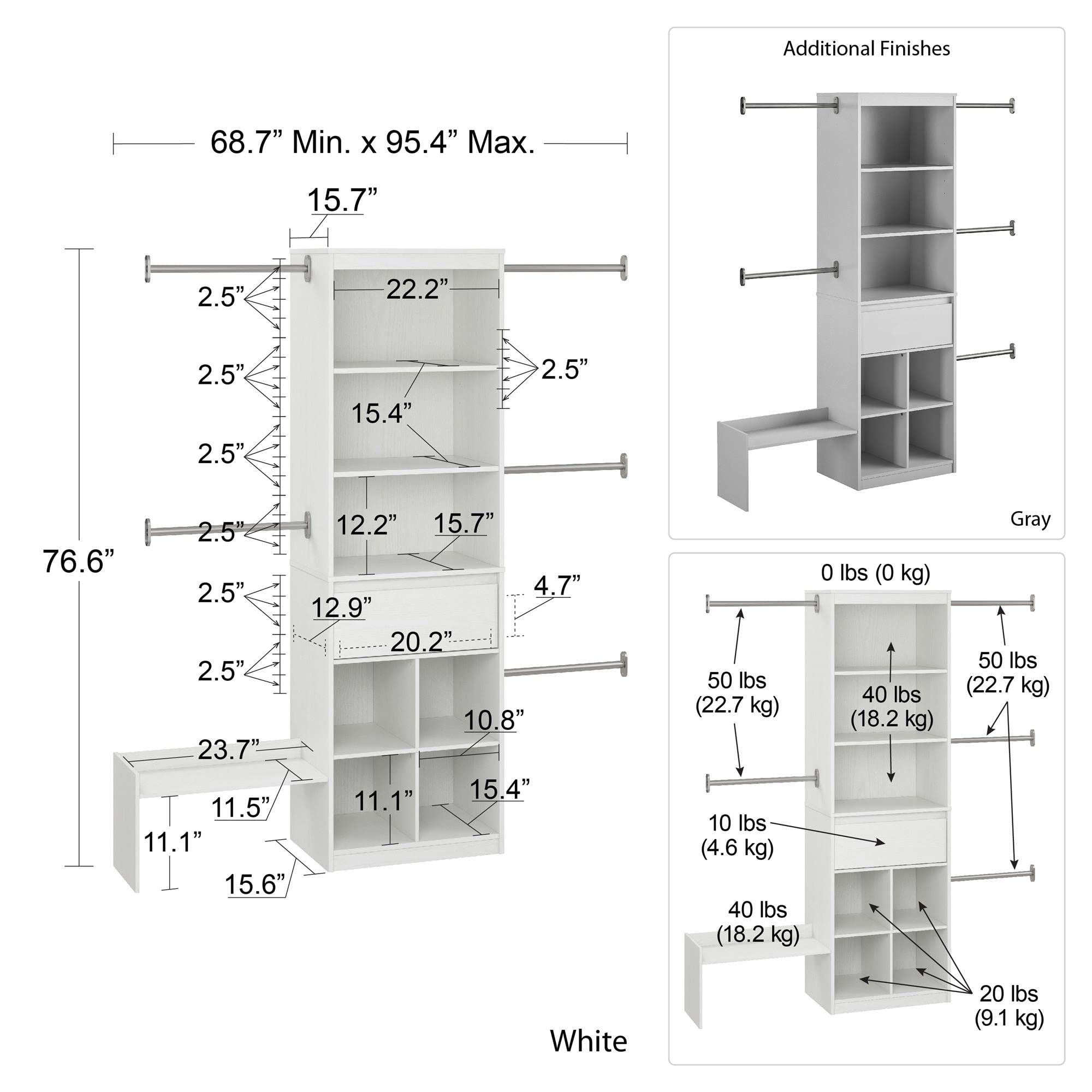 Little Seeds Grow with Me Adjustable Kids Closet Organizer System - 15.69