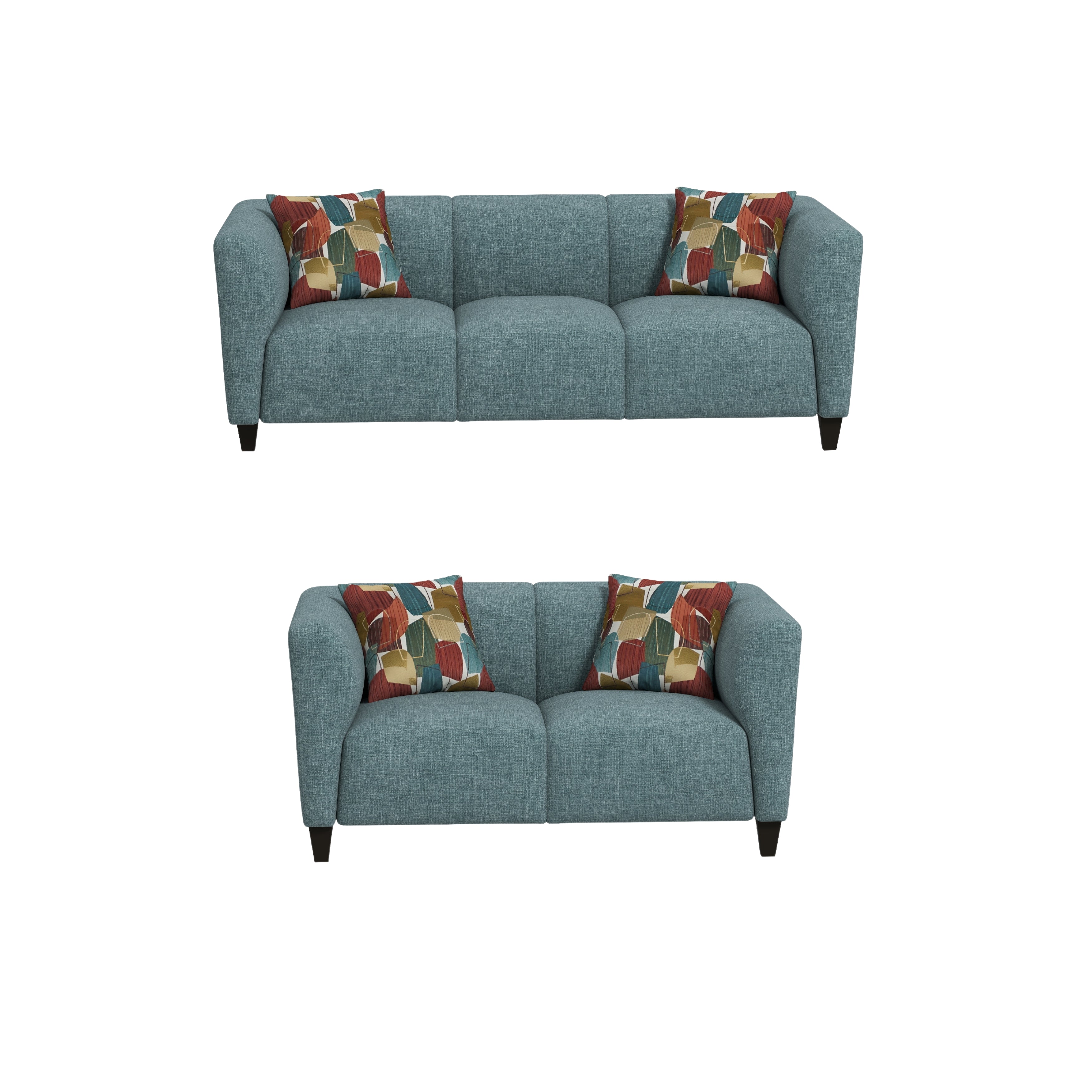 Roundhill Furniture Della Upholstered Sofa and Loveseat Set - Modern Living Room Furniture for Small Spaces | Perfect for Apartments, Condos & Cozy Homes