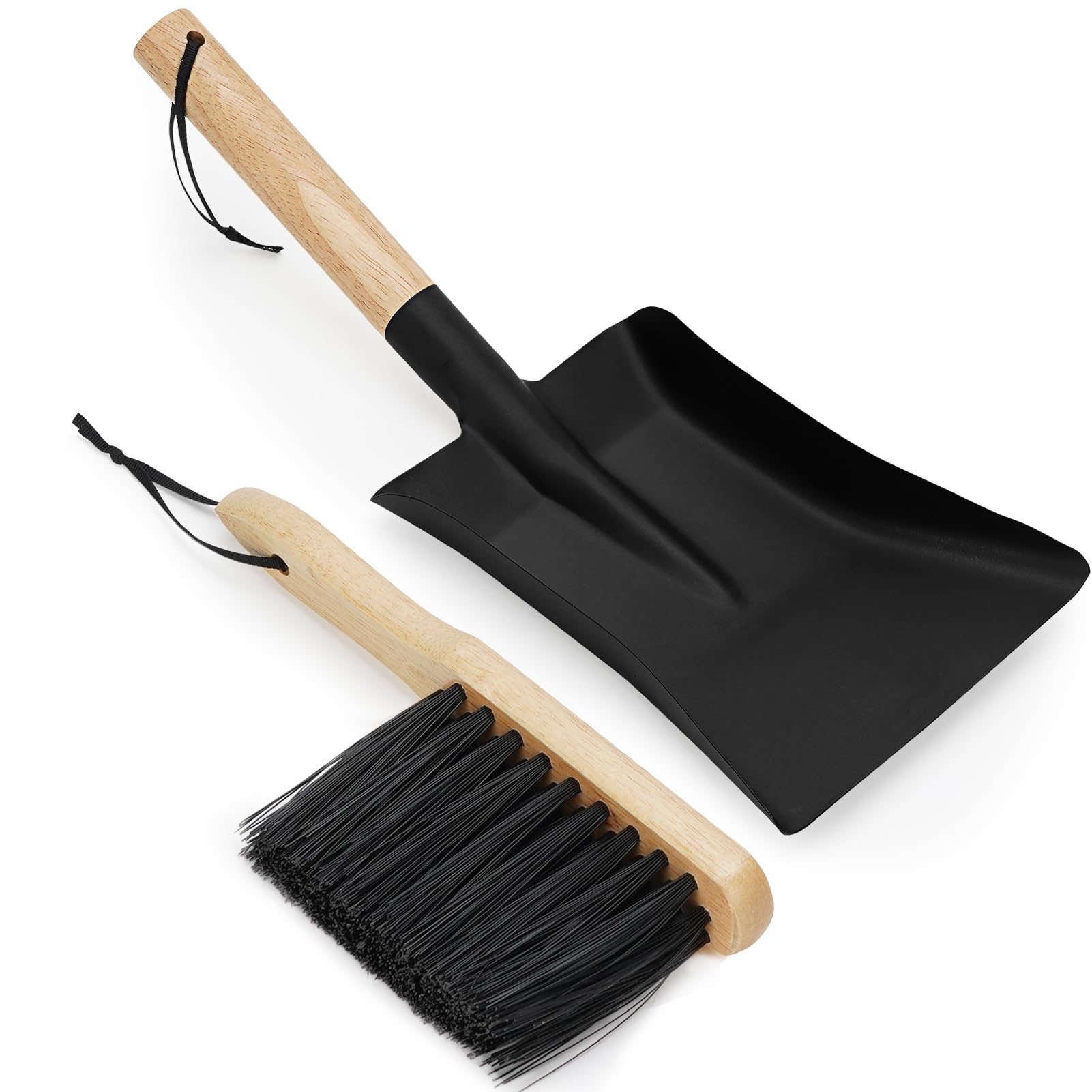Fireplace Shovel & Brush Set - Heavy Duty Ash Shovel and Hearth Broom with Wooden Handle | Fireplace Tools Set with Metal Ash Pan | Perfect for Indoor Fireplaces & Outdoor Fire Pits | Essential Fire Pit Accessories for Cozy Nights