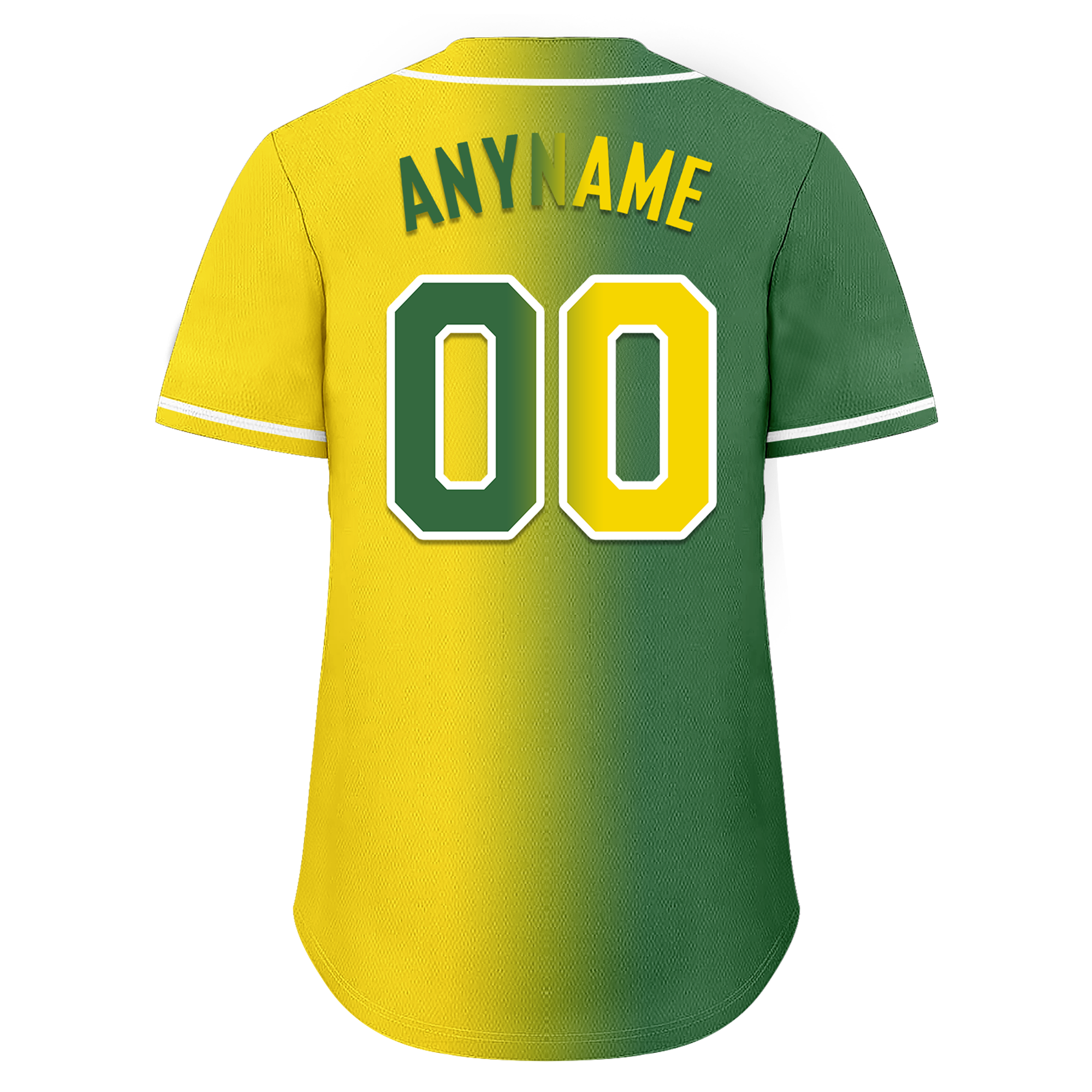 Custom Green Yellow Gradient Personalized Baseball Jersey - Authentic Fashion Sportswear for Men & Women - Perfect for Baseball Games, Team Uniforms, and Fan Apparel