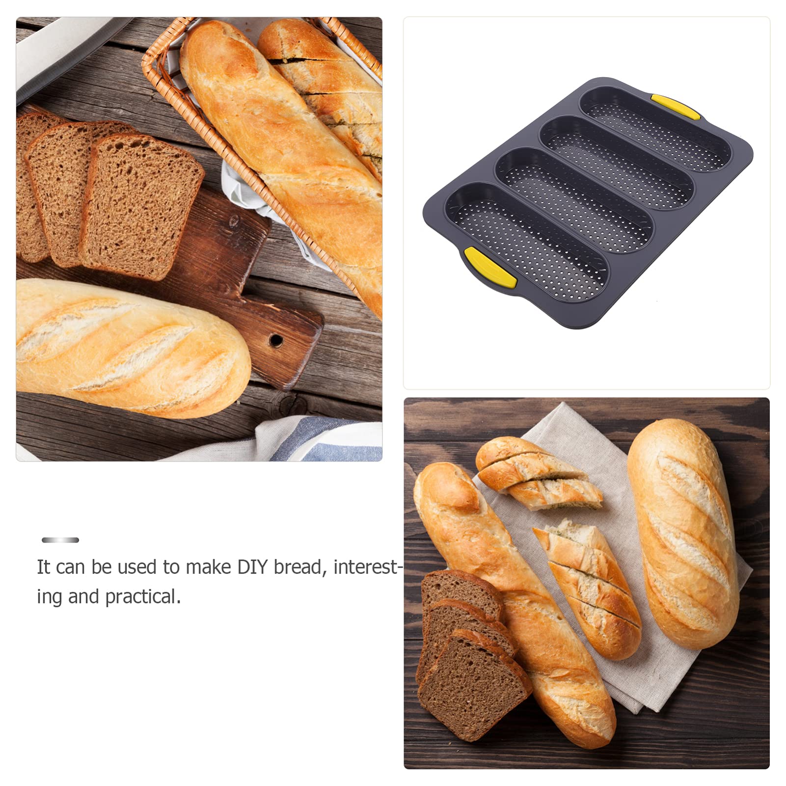 Non-Stick Silicone Baguette Pan - 4-Wave Perforated French Bread Baking Mold for Baguettes, Loaves & Ciabatta | Perfect for Homemade Sandwiches, Toast & Artisan Bread Baking