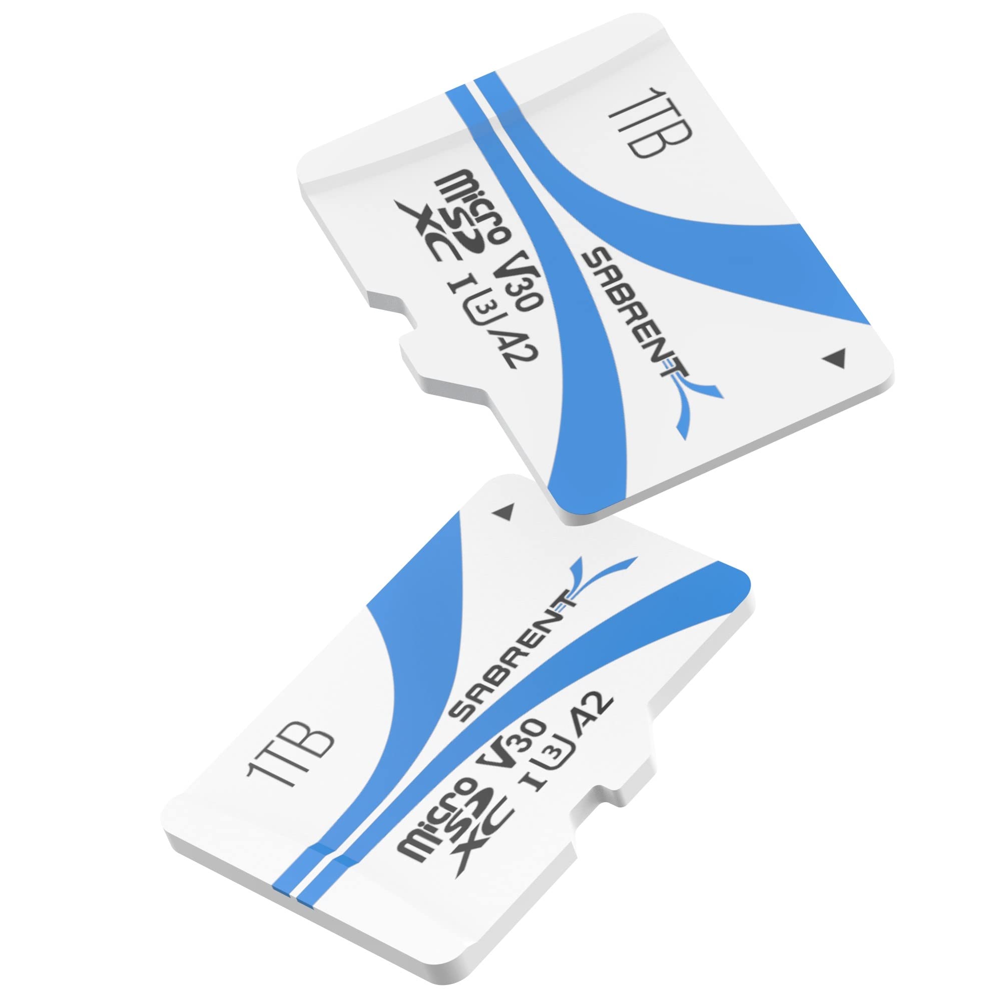 SABRENT Rocket V30 A2 1TB MicroSDXC Memory Card 2-Pack - 100MB/s Read, 30MB/s Write - High Speed for 4K Video, Gaming, Drones & Action Cameras (SD-MQ30-1TBX2)