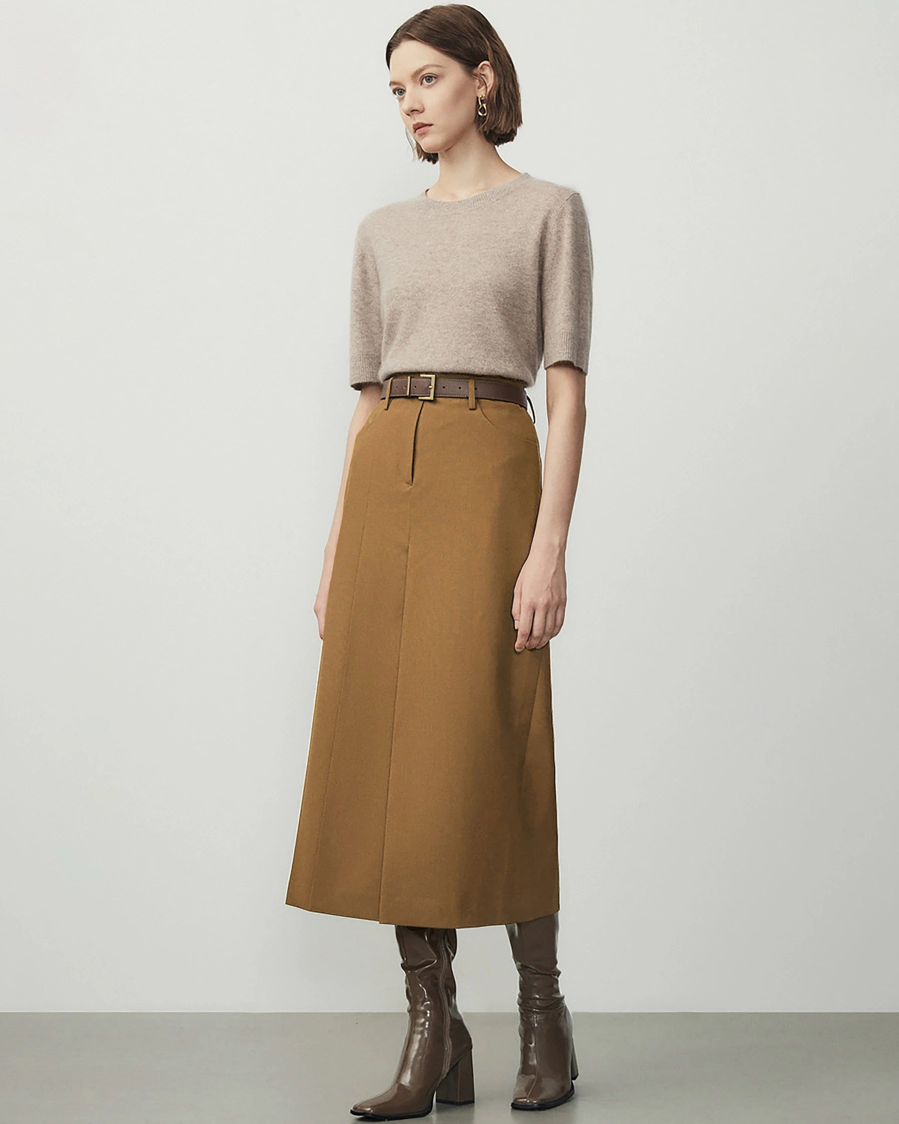 Elegant A-Line Wool Midi Skirt for Women | Winter Fashion Staple | Perfect for Office, Parties & Date Nights