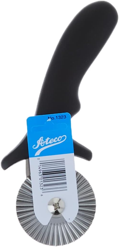 Ateco Fluted Pastry Wheel Cutter with Black Handle - Stainless Steel Dough Cutter for Pie Crust, Pasta & Cookies - Perfect for Baking, Cooking & Pastry Making