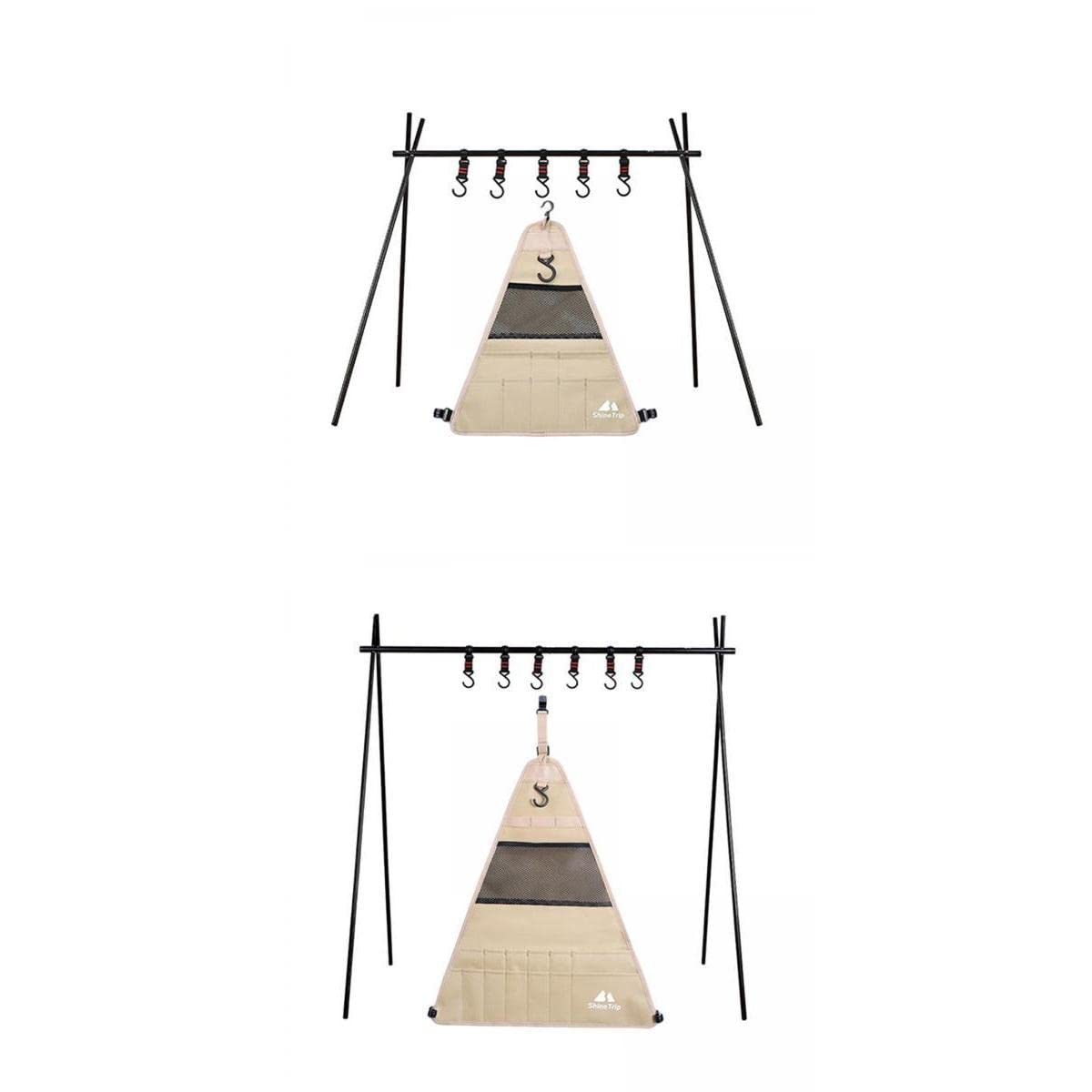 SM SunniMix 2X Portable Foldable BBQ Grill Hanging Rack with Hooks - Camping, Picnic & Outdoor Cooking Organizer Tool for Grilling Accessories Storage