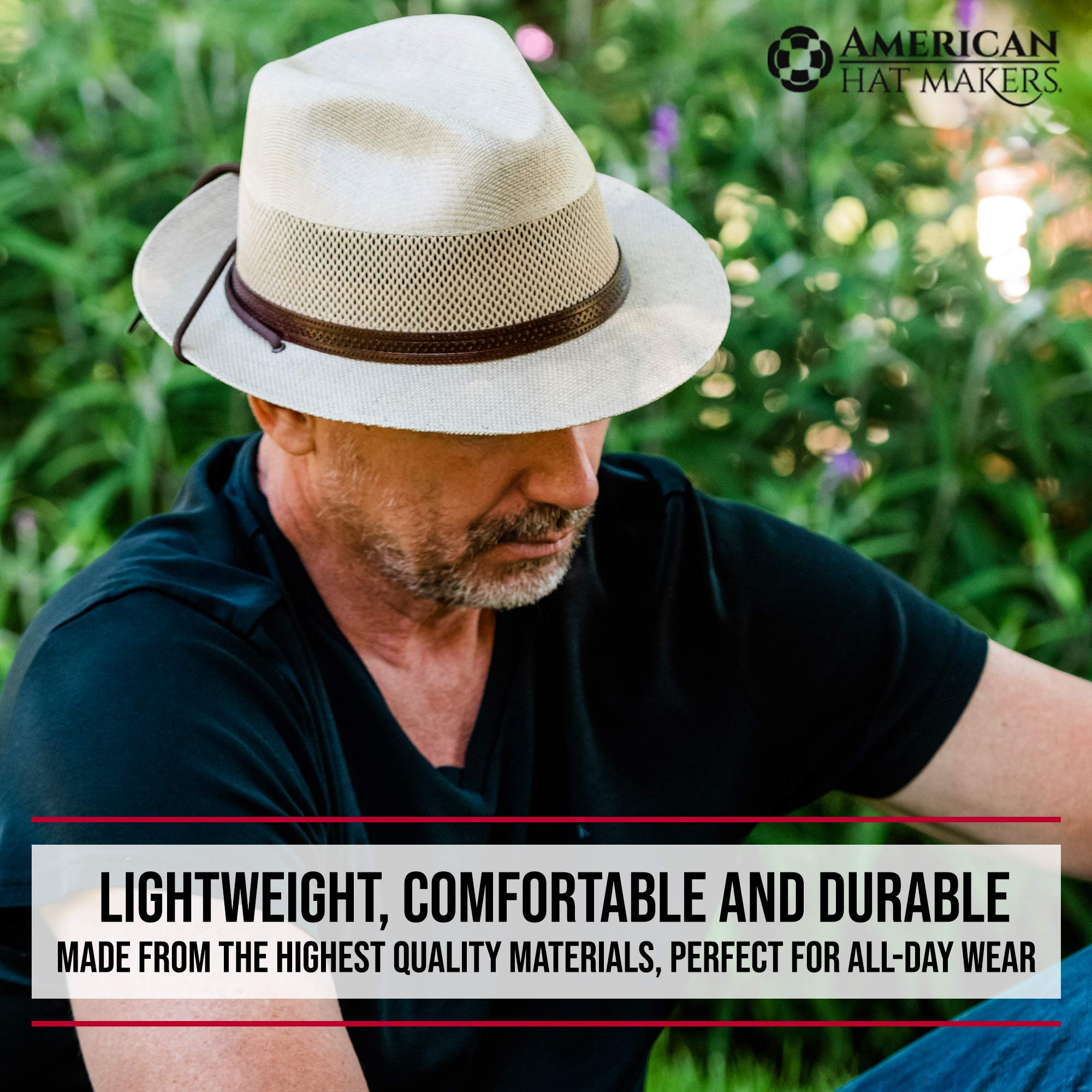 American Hat Makers Tuscany Straw Fedora Hats for Men & Women - Breathable Summer Sun Hat for Beach, Travel & Outdoor Activities