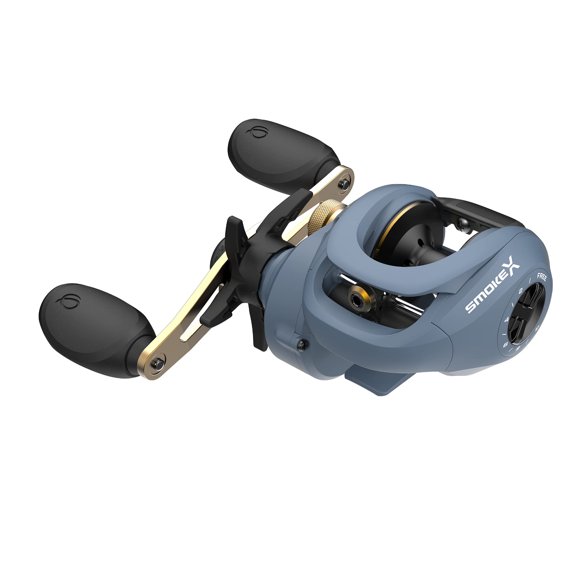 Quantum Smoke X Baitcast Fishing Reel - Size 100, Lightweight One-Piece Aluminum X-Frame & Double Anodized Spool (Blue) | Perfect for Bass, Walleye & Freshwater Fishing | Smooth Casting & Durable Performance