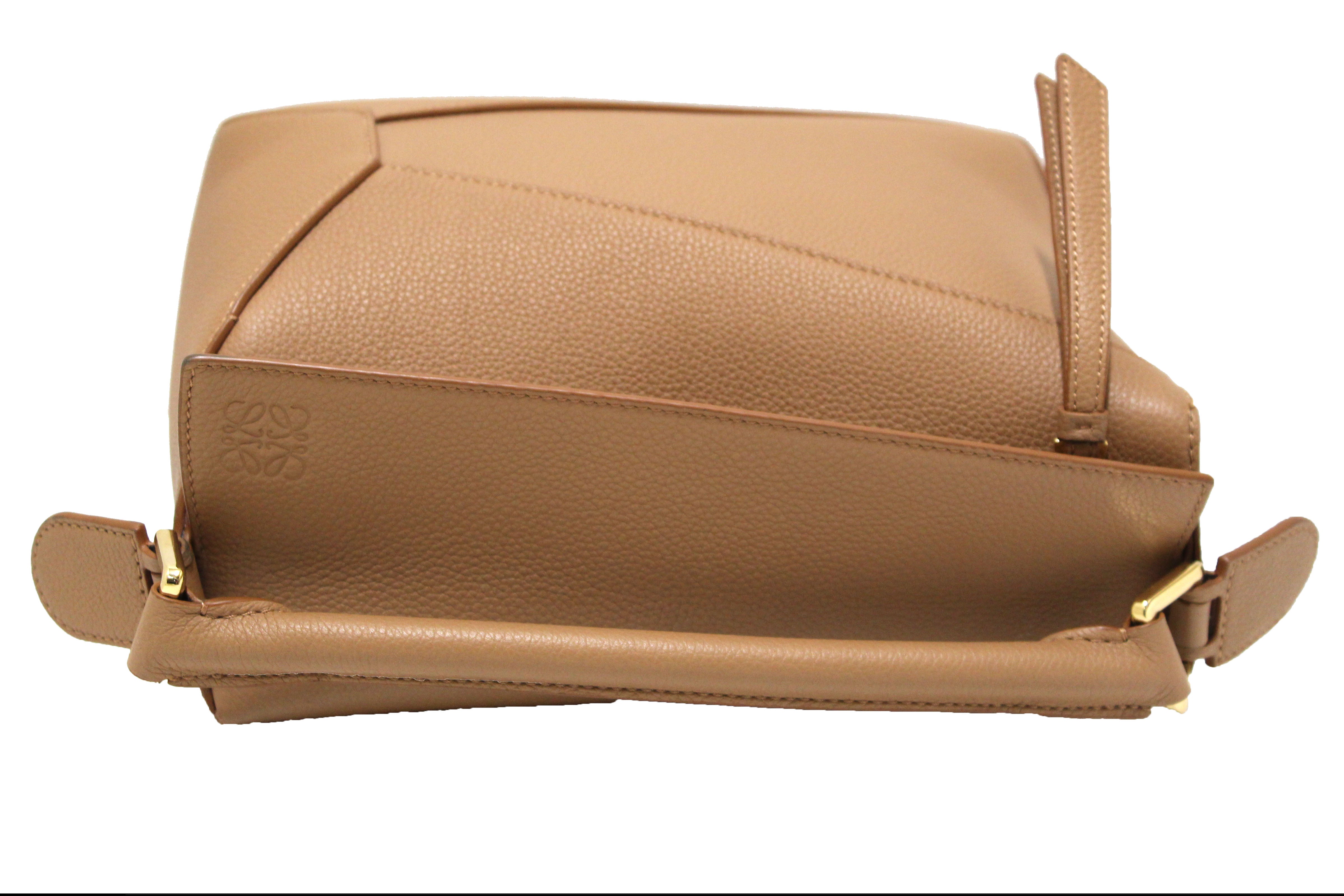 Authentic Loewe Small Puzzle Edge Bag in Brown Soft Grained Calfskin Leather | Luxury Crossbody Purse for Women | Perfect for Work, Travel & Everyday Use