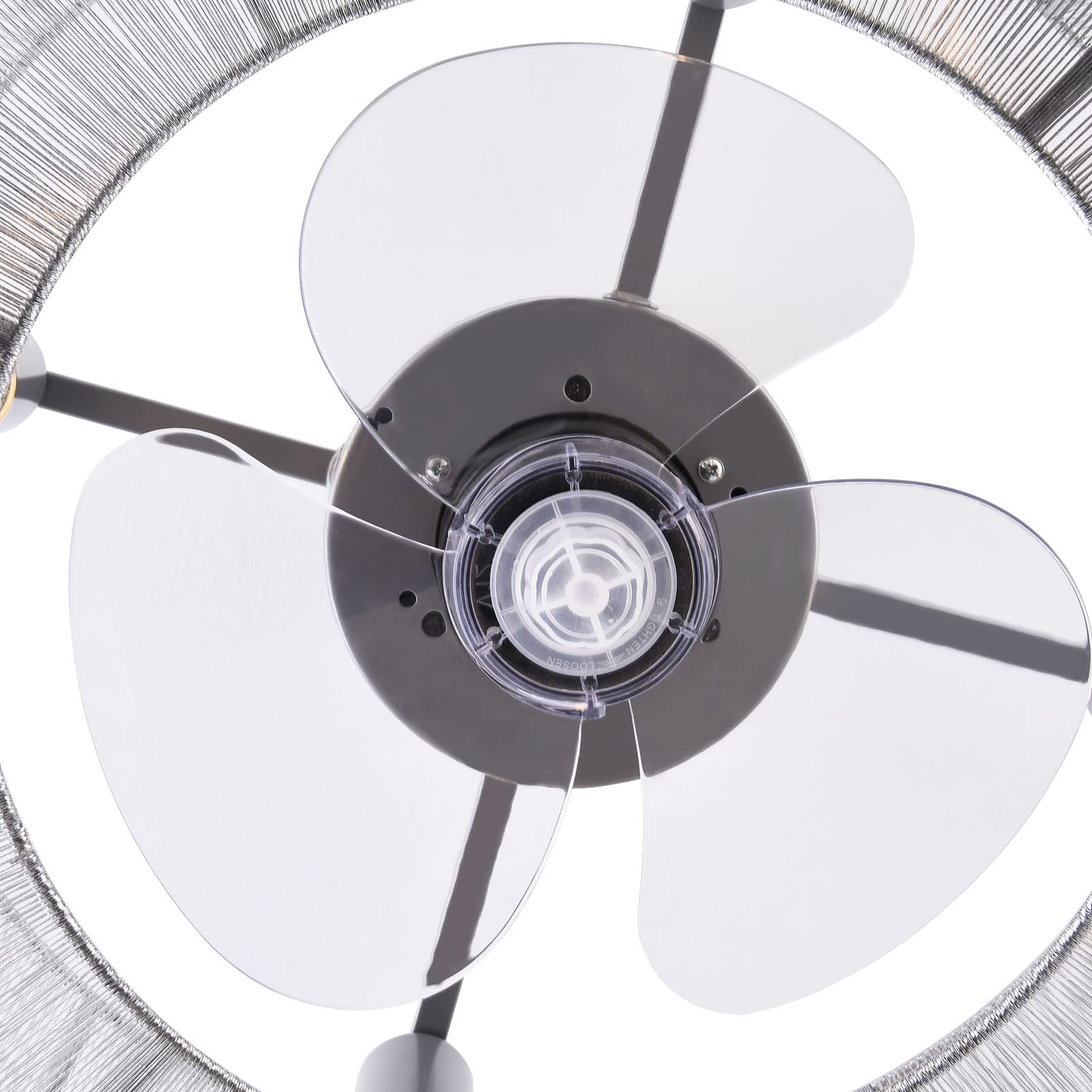 18 Inch Crystal Ceiling Fan with Light and Remote Control - Handcrafted Silver Wire Shade Caged Chandelier Fan - Modern Enclosed Ceiling Fan for Kitchen, Dining Room, Living Room - 4 x E26 Bulbs (Not Included) - Perfect for Home, Office, and Commercial Spaces