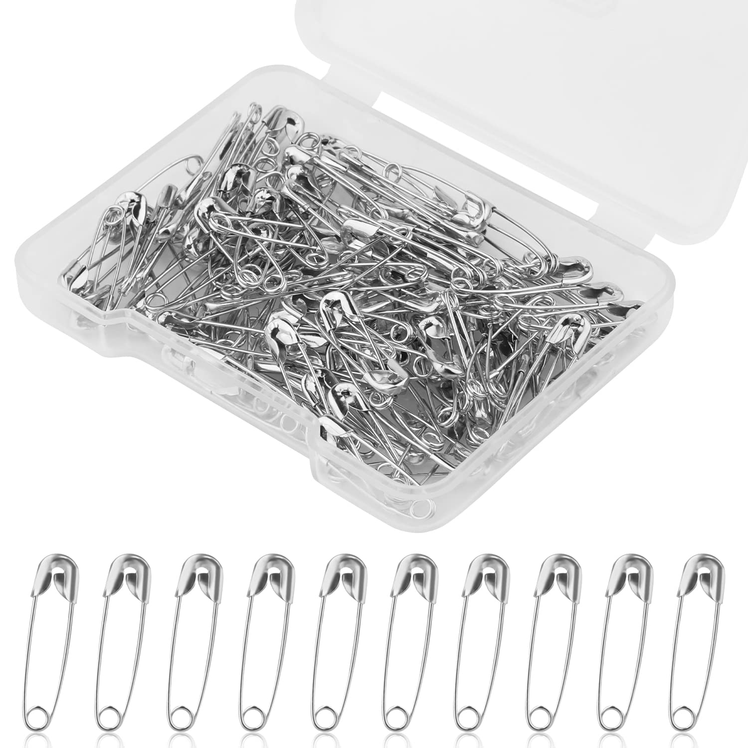 19mm Silver Safety Pins - 120pcs Mini Metal Safety Pins for Clothes, Tags, Hijab, Crafts, Quilting, Dress Charms & Jewelry Making - Perfect for DIY Projects, Sewing, Fabric Pinning and Accessories Repair