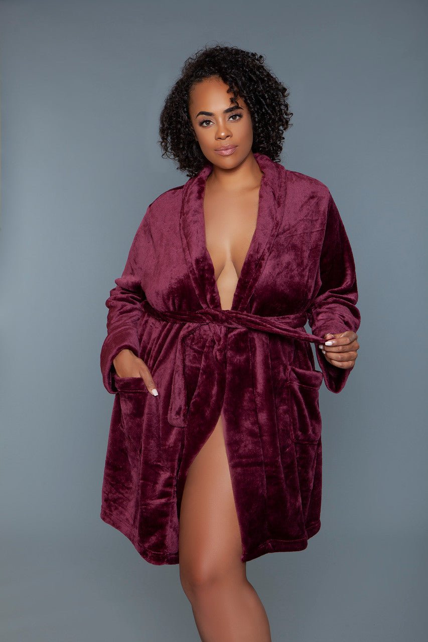 BeWicked Women's Kaylee Robe 2259 - Sexy Lingerie Robe for Women, Soft Satin Kimono with Lace Trim, Plus Size Nightwear - Perfect for Boudoir, Bridal Shower & Romantic Nights