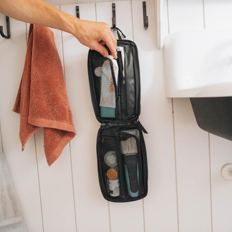 Water-Resistant Hanging Travel Toiletry Bag for Men & Women - Compact Dopp Kit Organizer with Multiple Pockets (Black, Plus Size) - Perfect for Camping, Gym, Business Trips & Airplane Travel