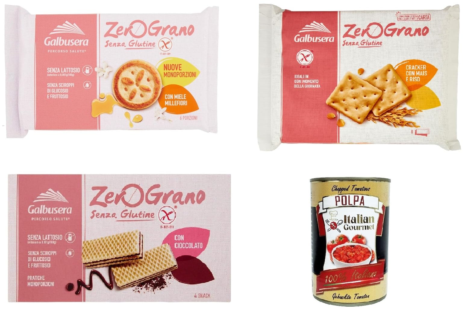 Galbusera ZeroGrano Gluten Free Biscuits with Wildflower Honey - Lactose Free, Gluten Free Italian Cookies (Biscotti Senza Glutine) - Perfect for Celiac Diet, Healthy Snacking & Coffee Time