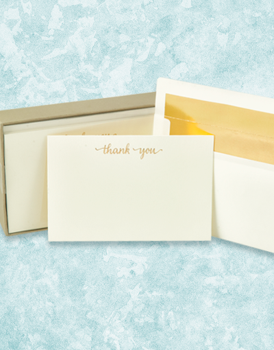 Premium Golden Thank You Flat Correspondence Cards - Elegant Stationery for Weddings, Birthdays & Special Occasions
