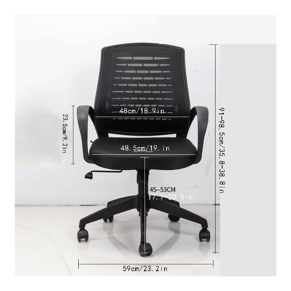 Ergonomic Black Mesh Office Chair with Fixed Armrests & Lumbar Support - Comfortable Computer Desk Chair for Home Office, Study, Gaming & Workspaces