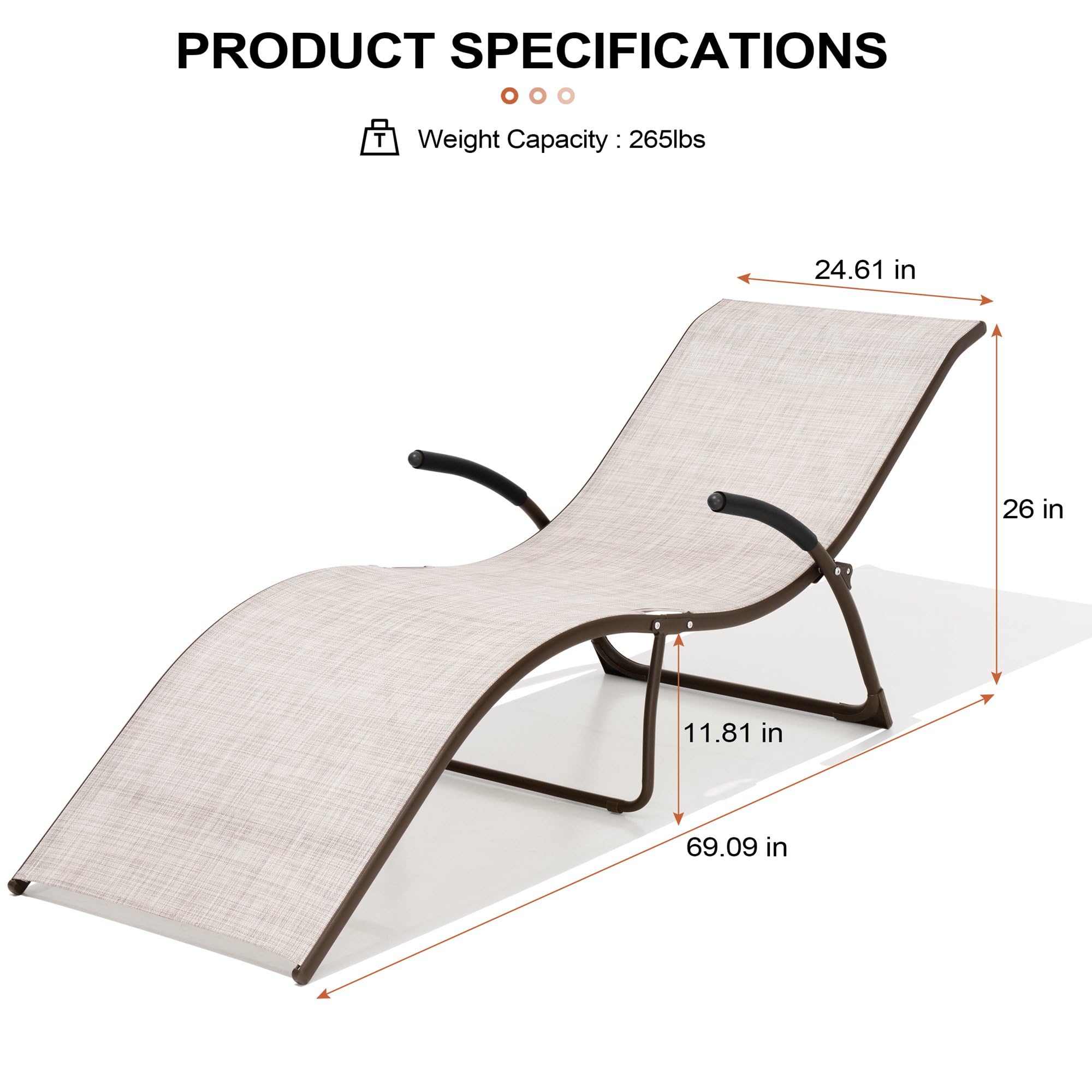**Crestlive 2-Piece Folding Patio Chaise Lounge Set – Outdoor Sunbathing Pool Chairs with Adjustable Headrest, All-Weather Brown & Beige Furniture for Backyard, Deck, or Beach Relaxation**