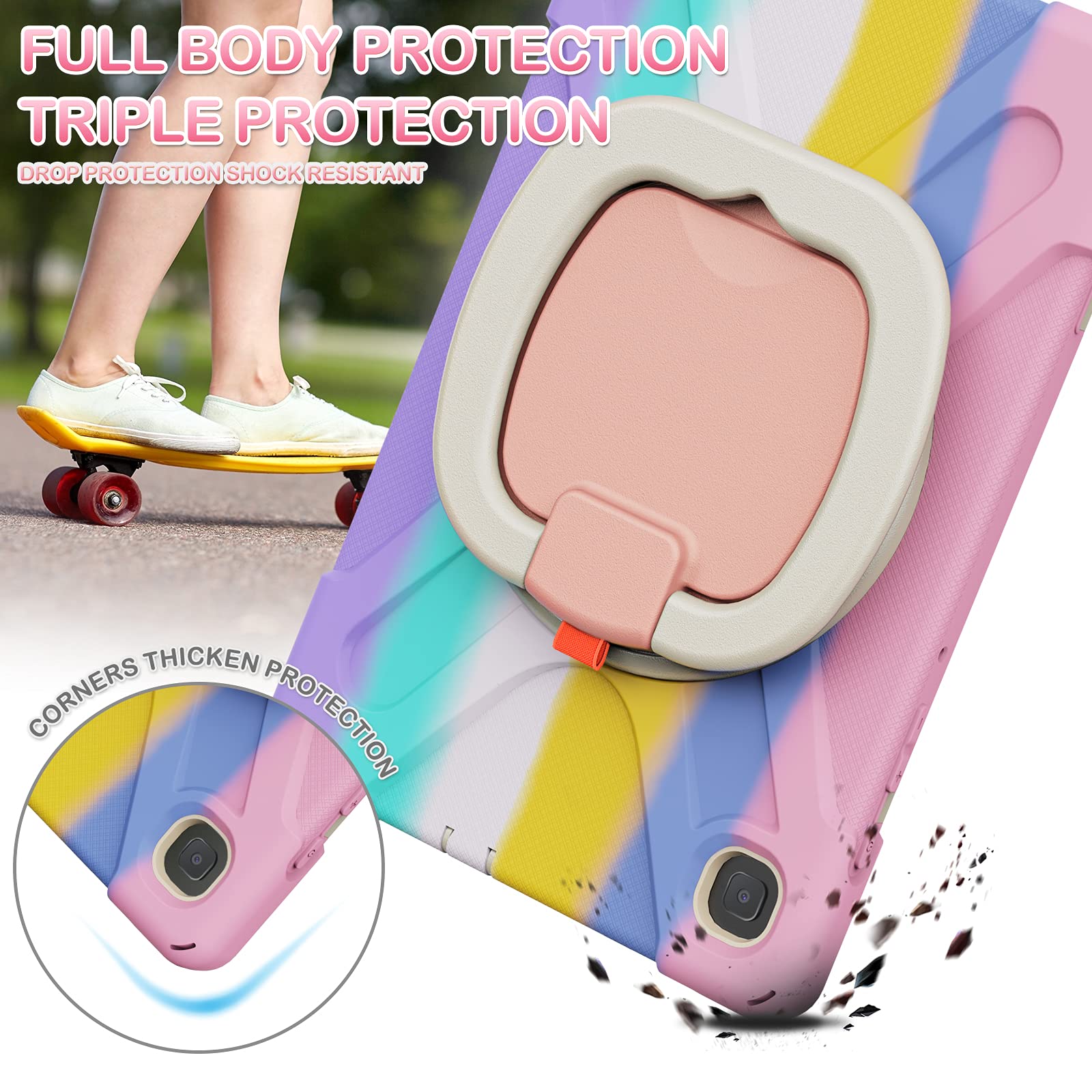BATYUE Protective Case for Samsung Galaxy Tab S6 Lite 10.4 Inch 2022/2020 (SM-P610/SM-P613/SM-P615/SM-P619) - Shockproof Cover with Pencil Holder & 360° Swivel Stand | Kids-Friendly Durable Tablet Case in Pink | Perfect for School, Travel, and Home Use