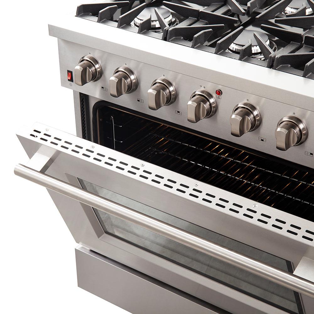 Forno Galiano Gold Professional 36-Inch 5.32 cu.ft Freestanding All Gas Range - FFSGS6244 36 | Premium Stainless Steel Gas Stove for Home Kitchen, Restaurant & Commercial Use