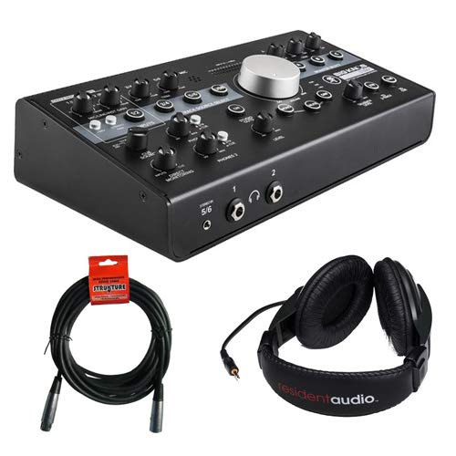 Mackie Big Knob Studio Plus Monitor Controller & Audio Interface with R100 Stereo Headphones & XLR Cable - Professional Studio Recording, Mixing & Podcasting Setup
